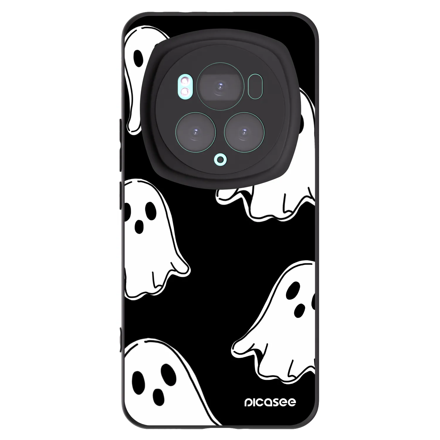 Picasee silikonowe czarne etui na Honor Magic6 Pro - Black ghosts