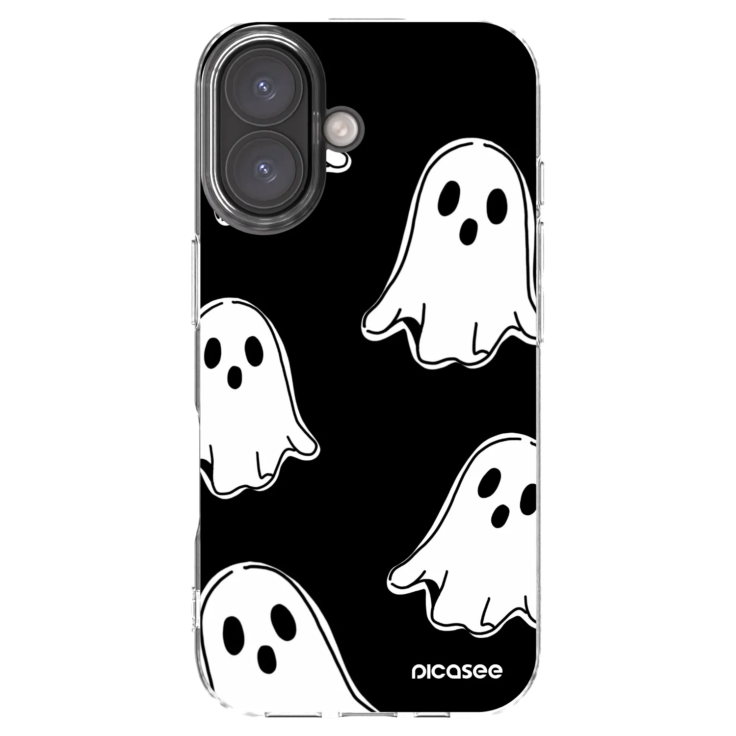 Picasee silikonowe przeźroczyste etui na Apple iPhone 16 - Black ghosts