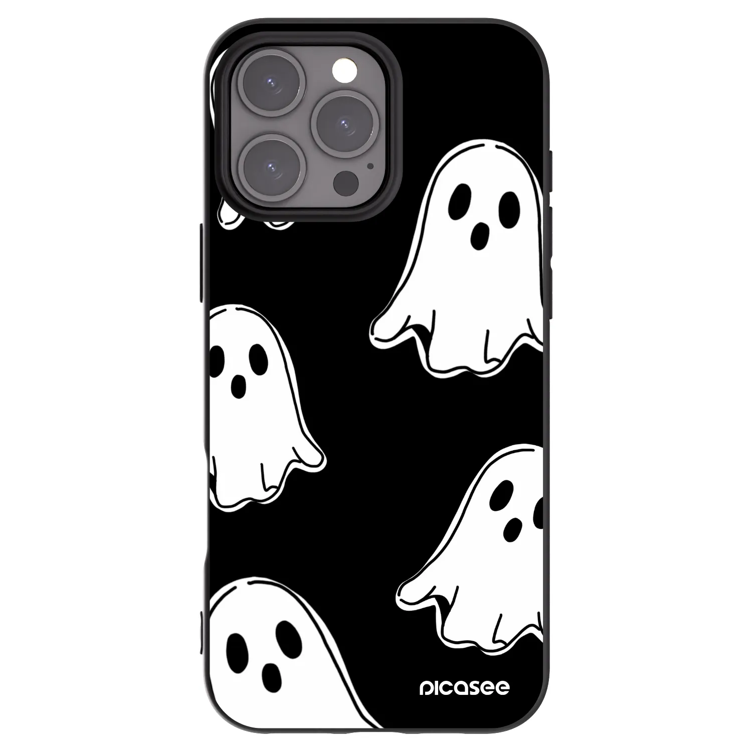 Picasee silikonowe czarne etui na Apple iPhone 16 Pro Max - Black ghosts