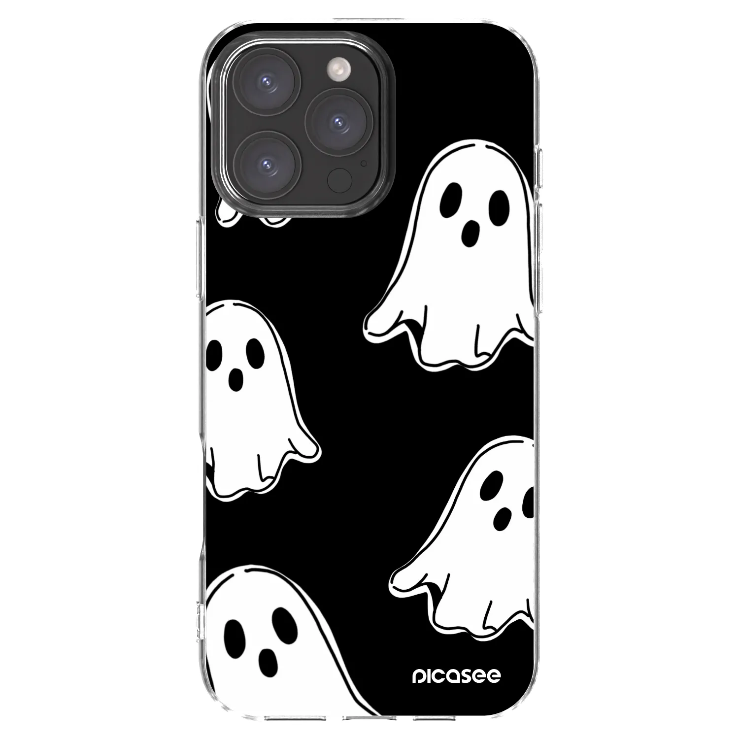 Picasee silikonowe przeźroczyste etui na Apple iPhone 16 Pro Max - Black ghosts