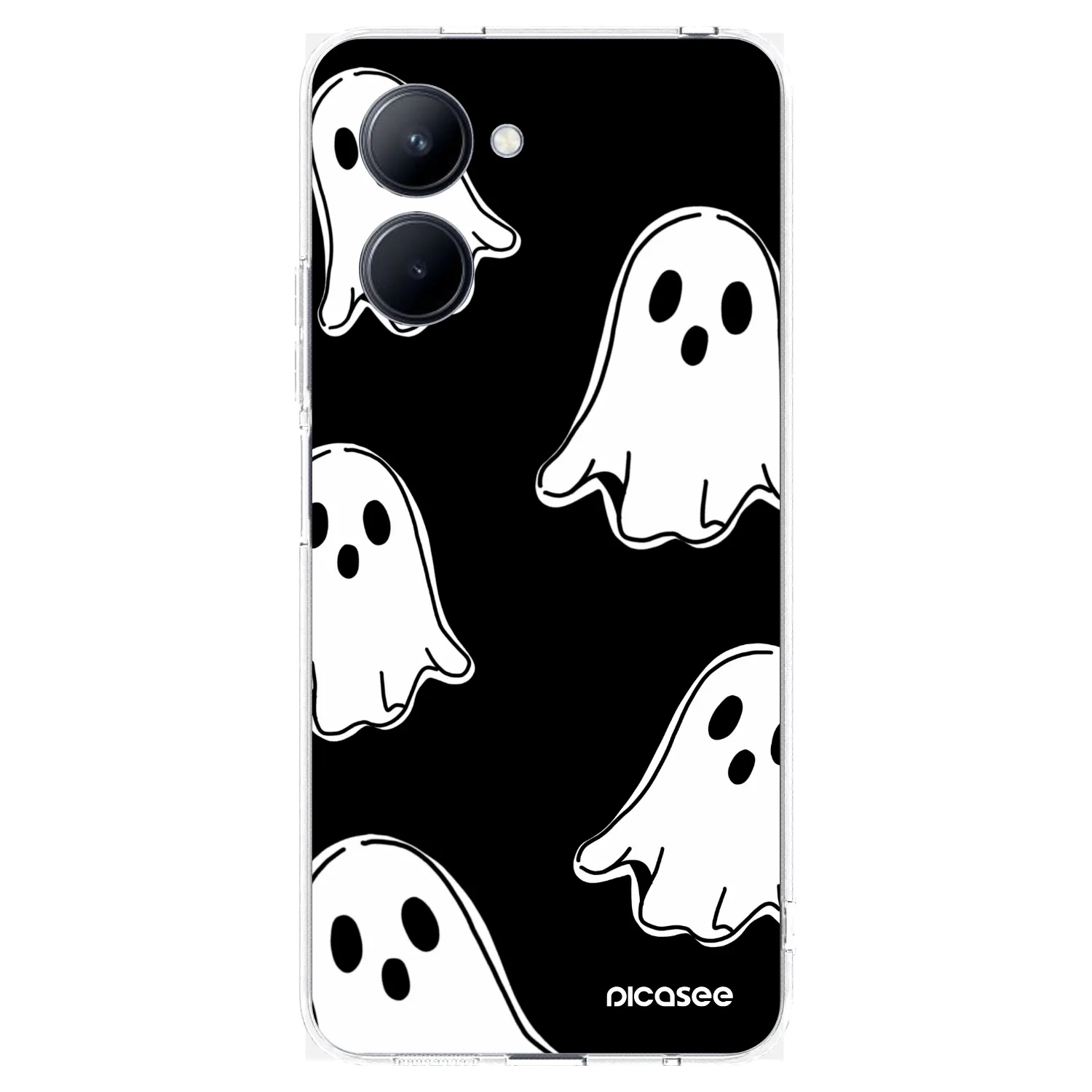 Picasee silikonowe przeźroczyste etui na Realme C33 (2023) - Black ghosts
