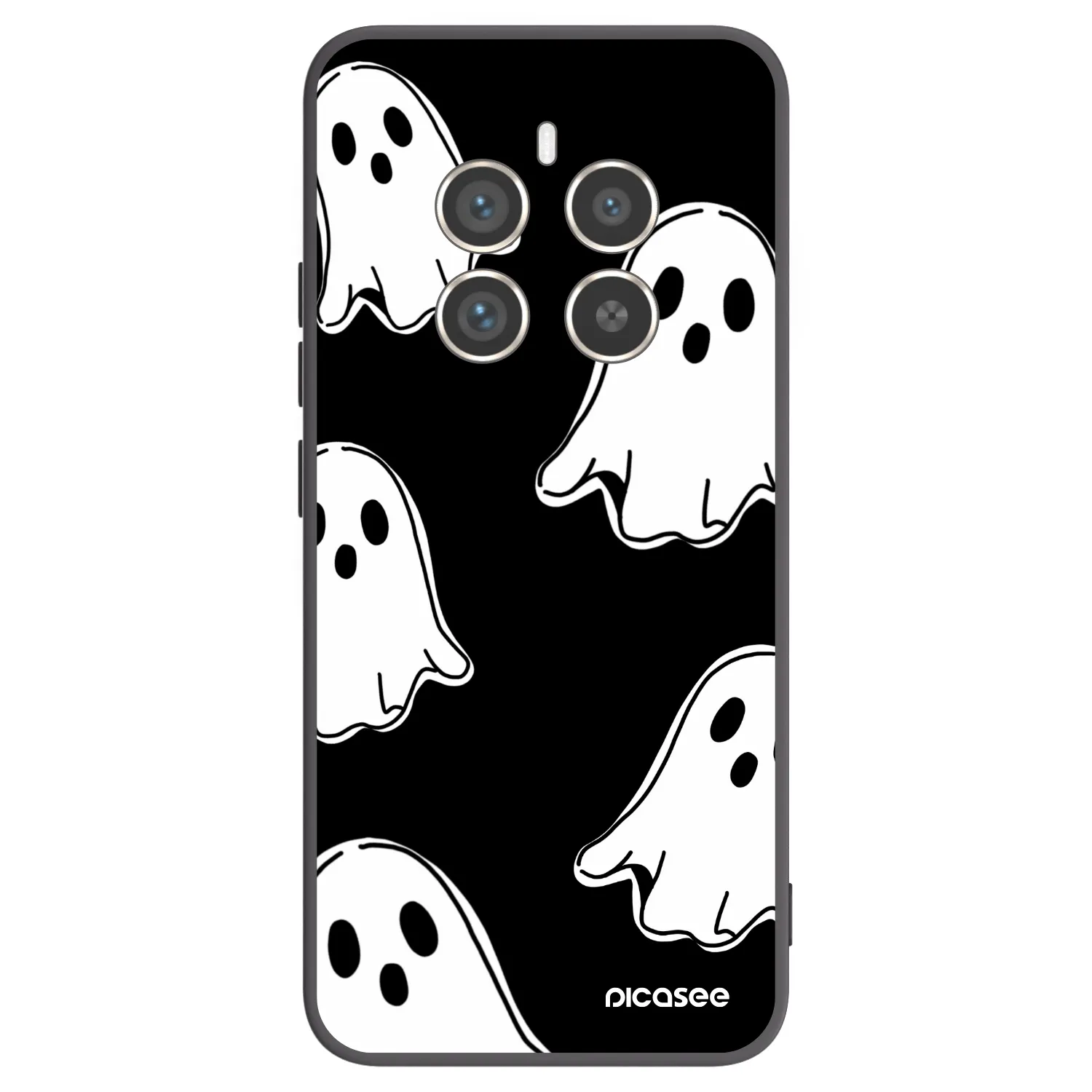 Picasee silikonowe czarne etui na Realme 12 Pro 5G - Black ghosts