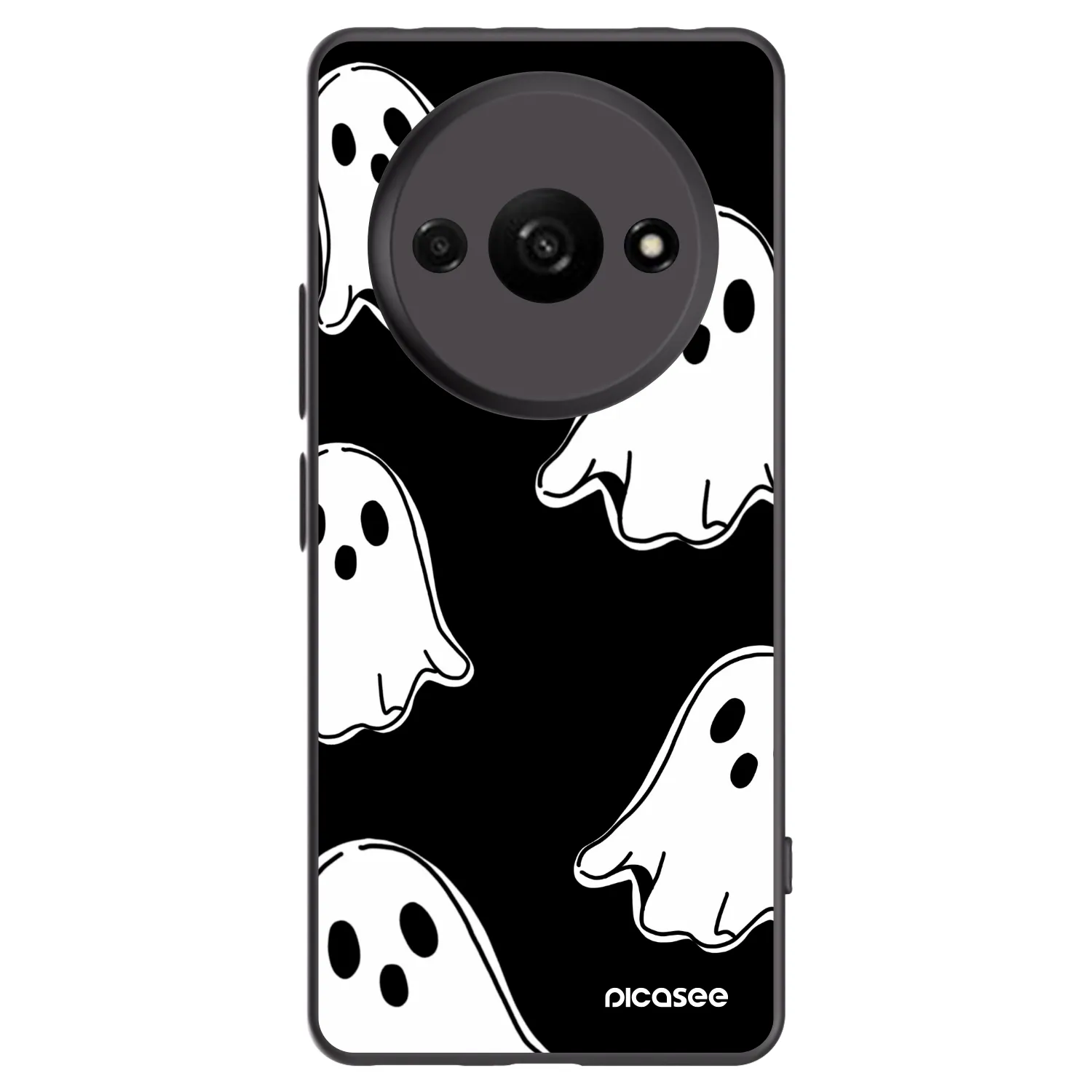 Picasee silikonowe czarne etui na Xiaomi Redmi A3 - Black ghosts