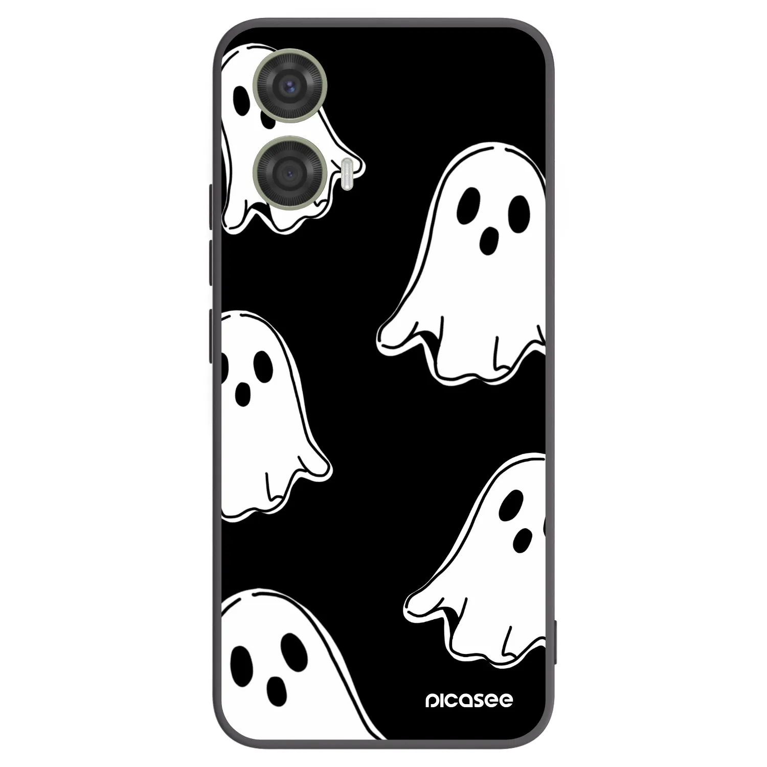 Picasee silikonowe czarne etui na Motorola Moto G24 - Black ghosts