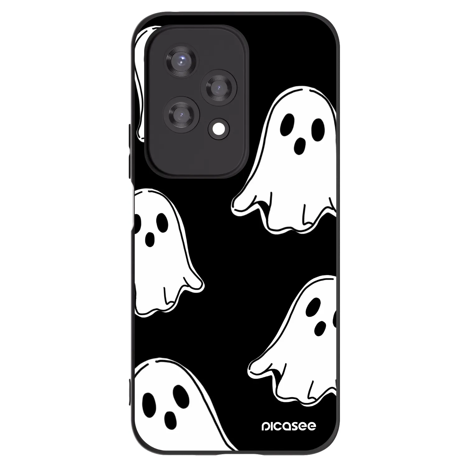 Picasee silikonowe czarne etui na Honor 200 Lite - Black ghosts
