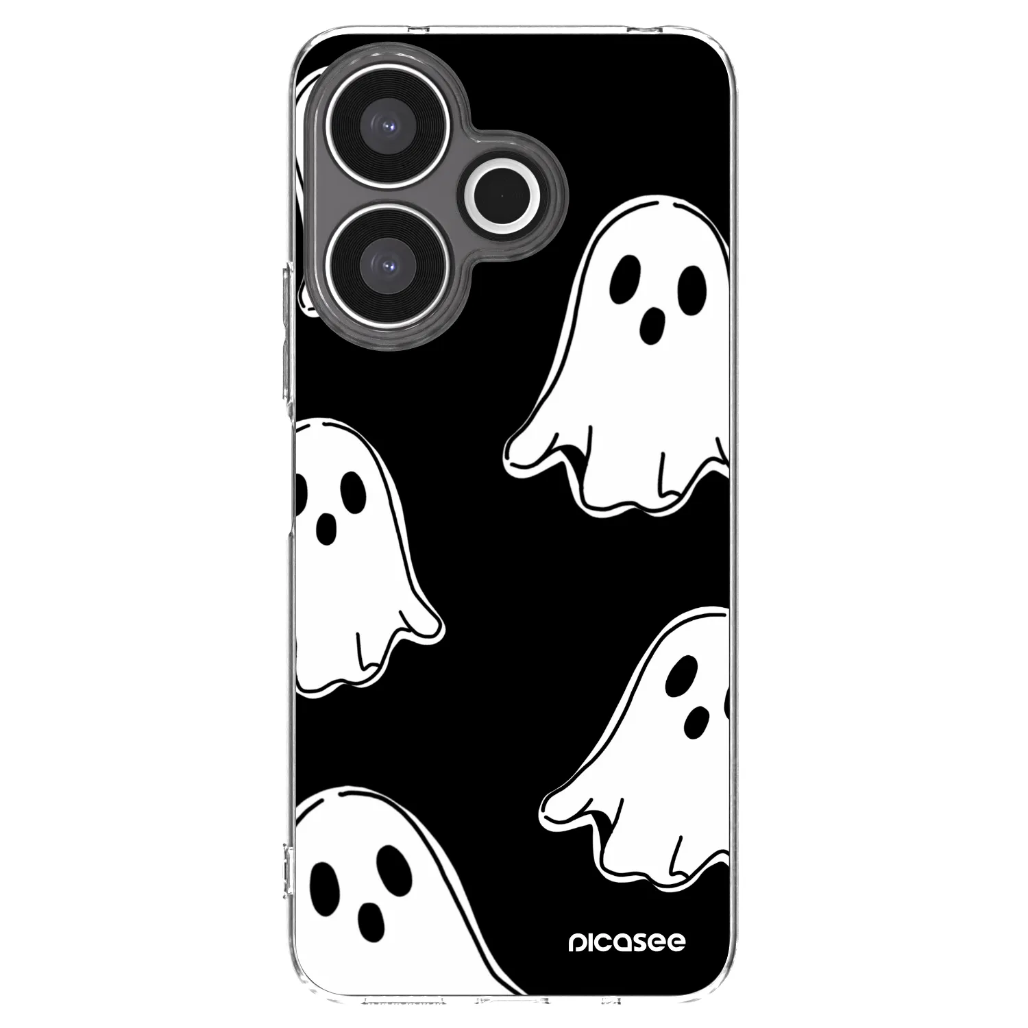 Picasee silikonowe przeźroczyste etui na Xiaomi Redmi 13 4G - Black ghosts