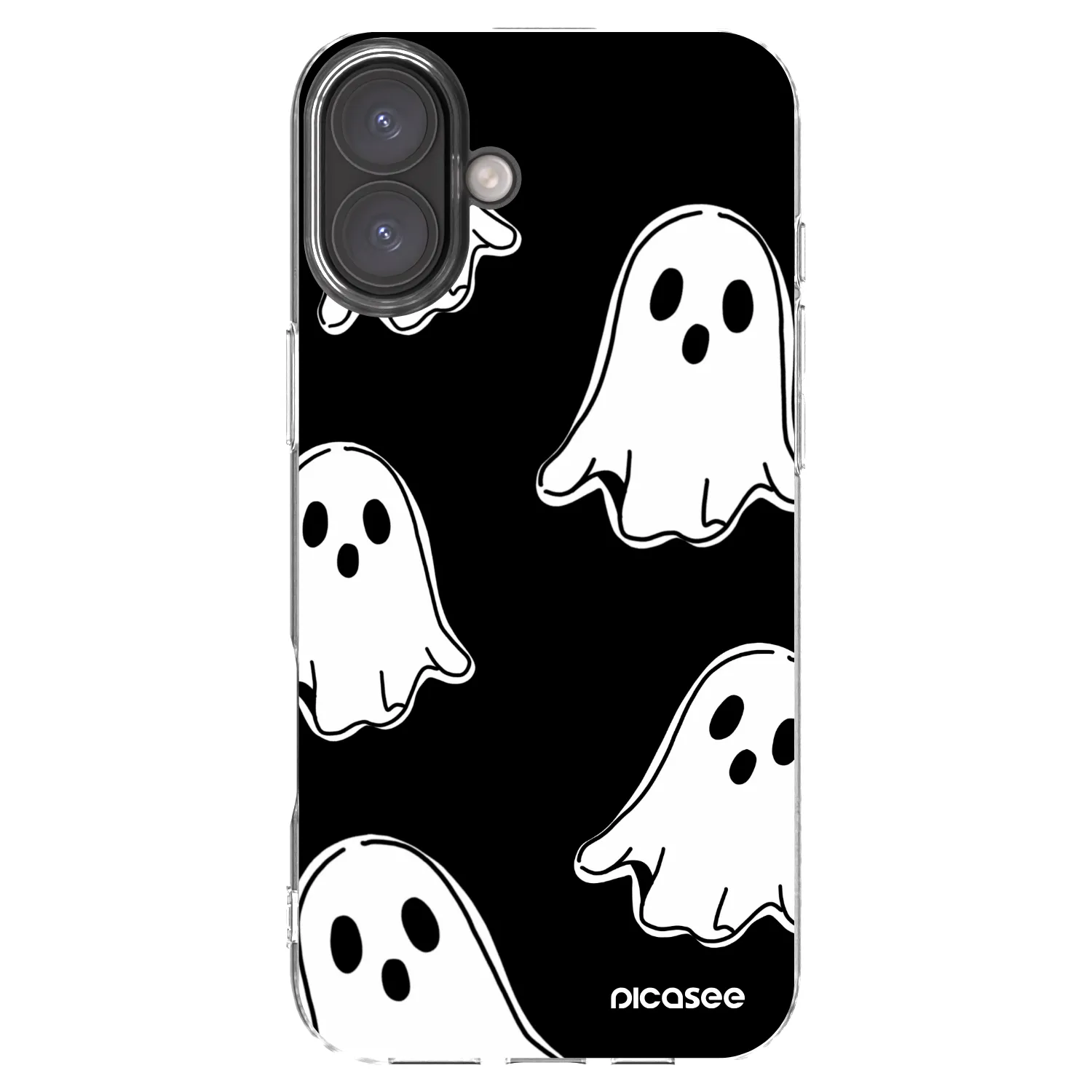 Picasee silikonowe przeźroczyste etui na Apple iPhone 16 Plus - Black ghosts