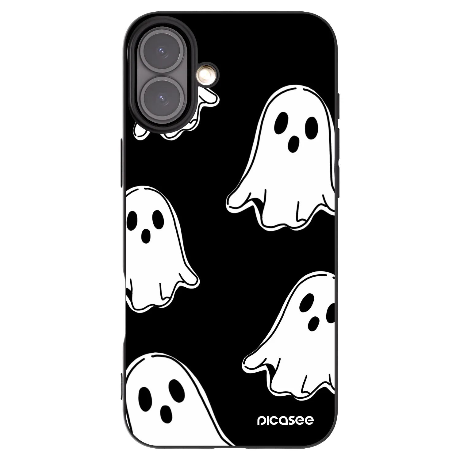 Picasee silikonowe czarne etui na Apple iPhone 16 Plus - Black ghosts