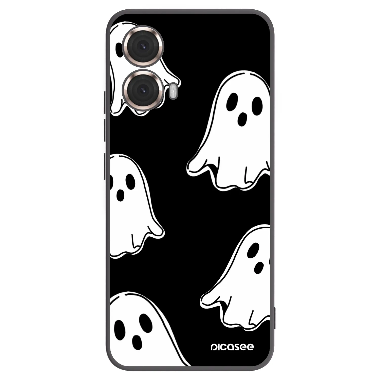Picasee silikonowe czarne etui na Motorola Moto G85 - Black ghosts