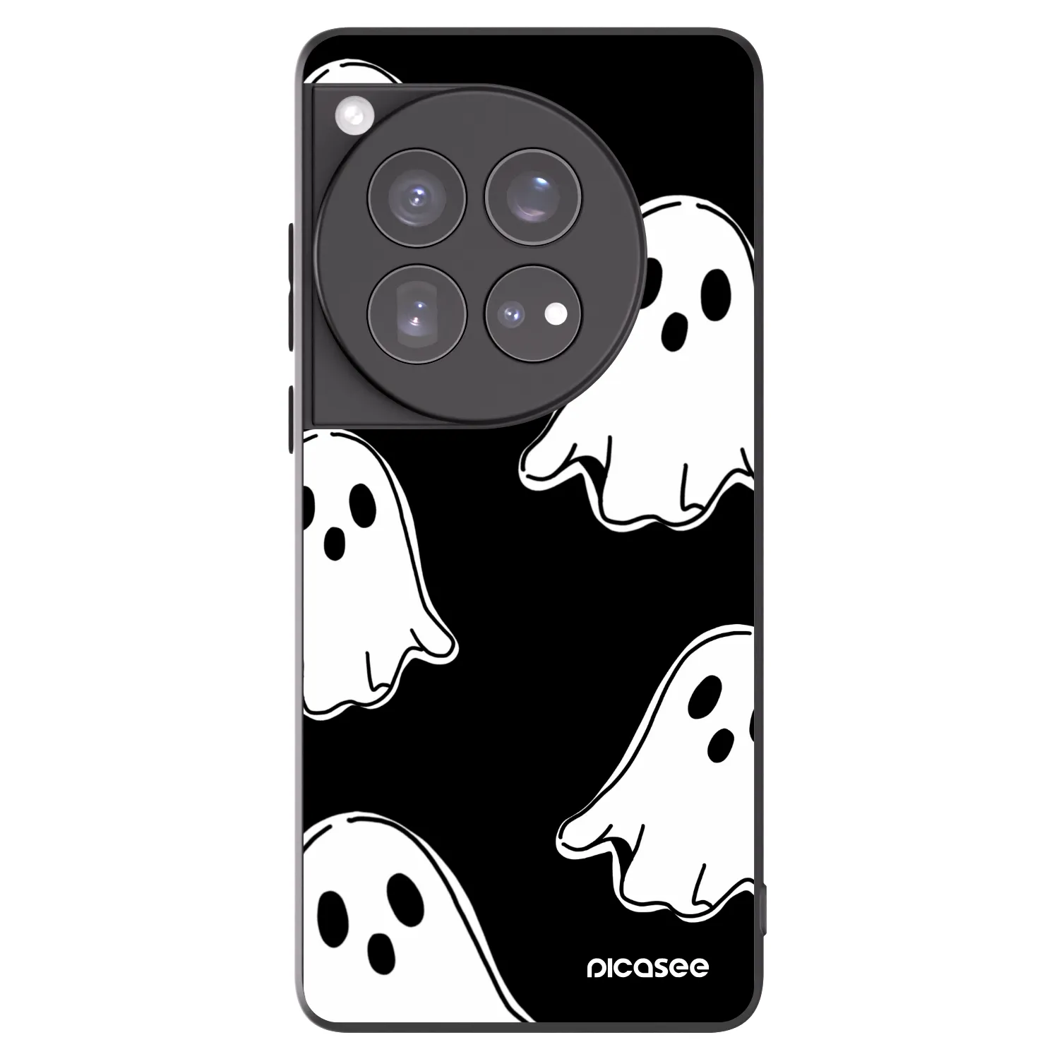 Picasee silikonowe czarne etui na OnePlus 12 5G - Black ghosts