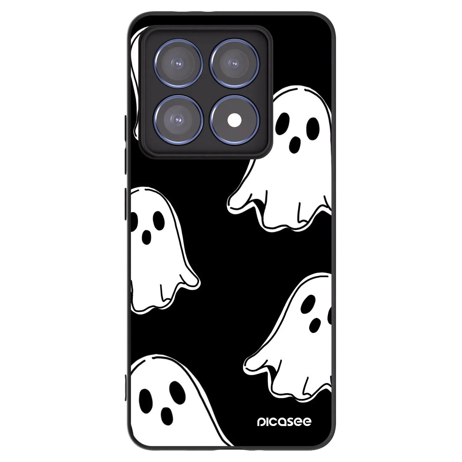 Picasee silikonowe czarne etui na Xiaomi 14T Pro - Black ghosts