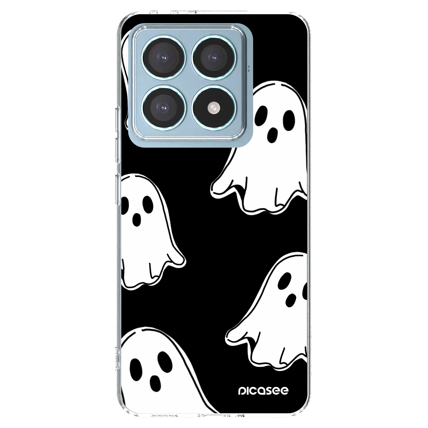 Picasee silikonowe przeźroczyste etui na Xiaomi 14T Pro - Black ghosts