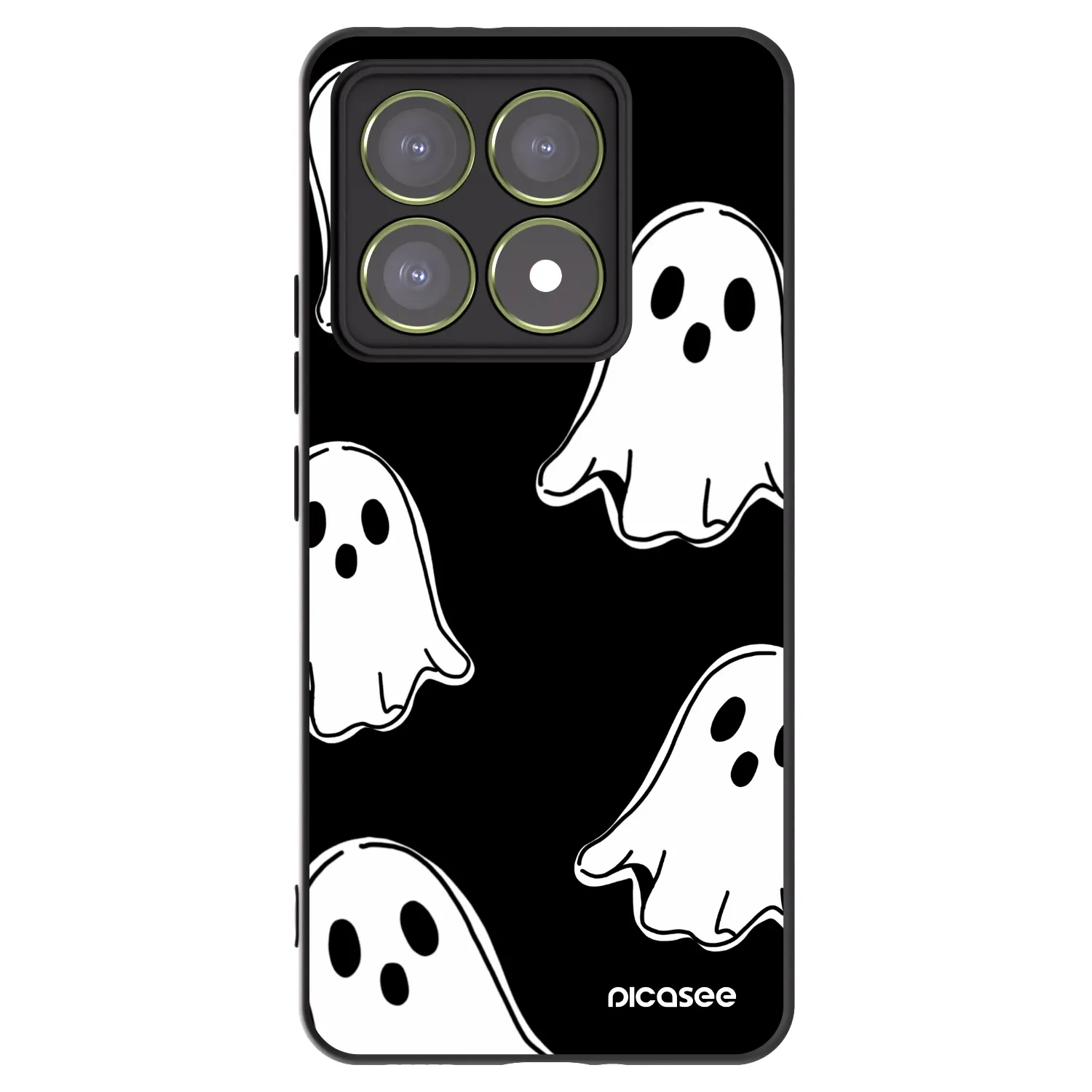 Picasee silikonowe czarne etui na Xiaomi 14T - Black ghosts