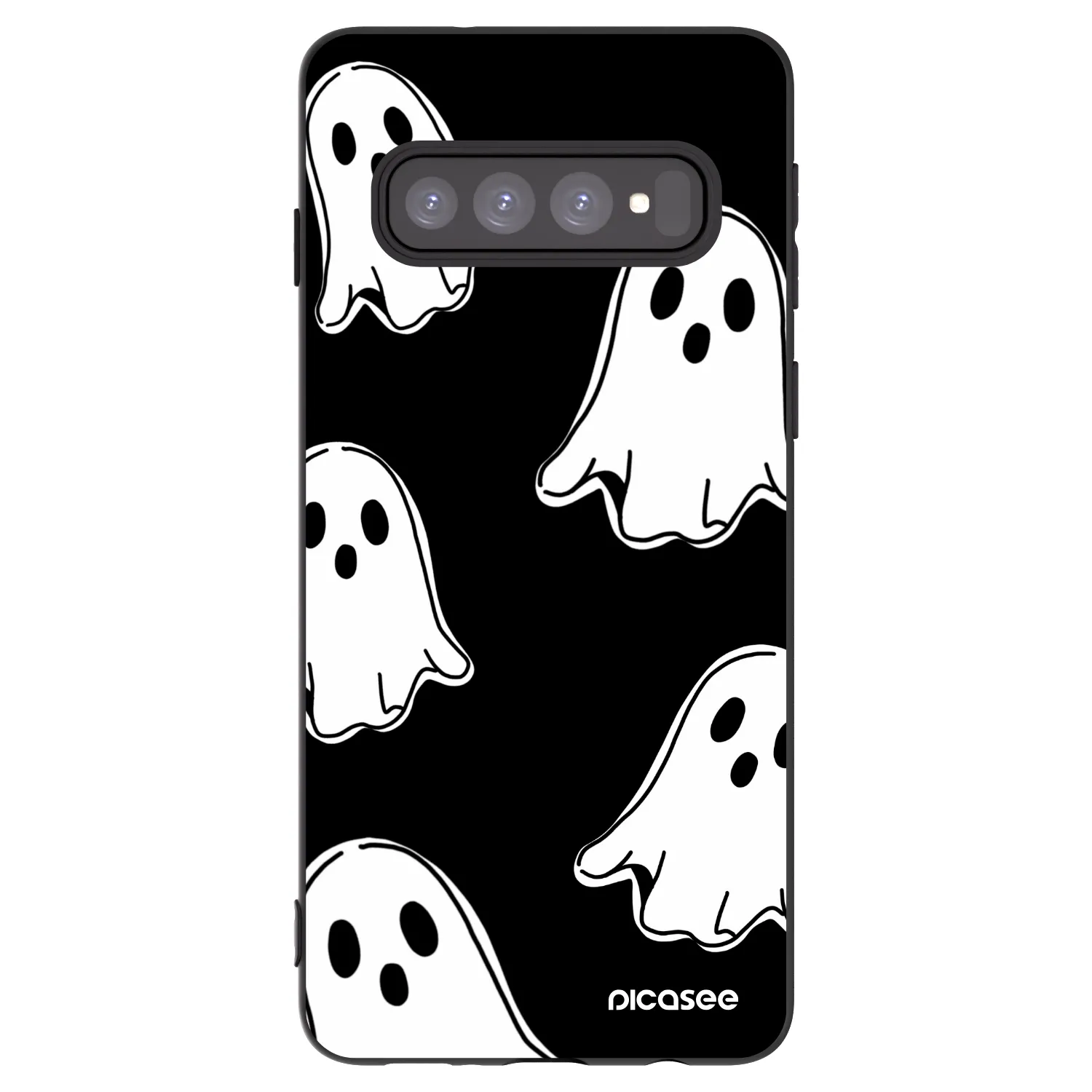 Picasee silikonowe czarne etui na Samsung Galaxy S10 G973 - Black ghosts