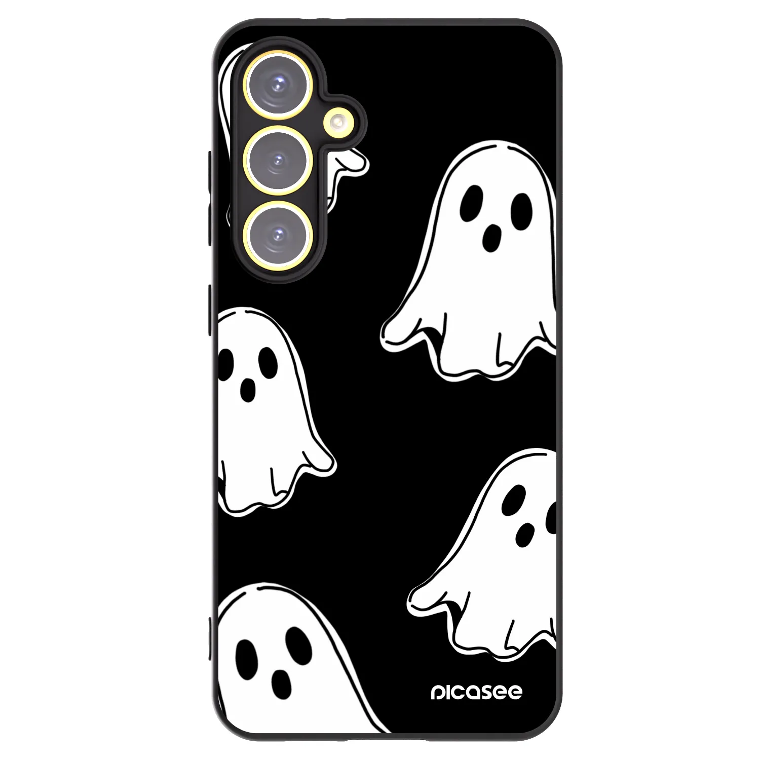 Picasee silikonowe czarne etui na Samsung Galaxy S24 FE S721B - Black ghosts