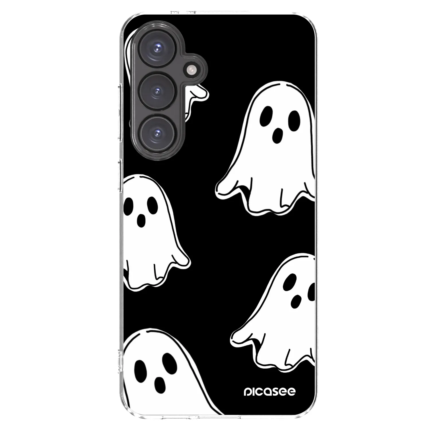 Picasee silikonowe przeźroczyste etui na Samsung Galaxy S24 FE S721B - Black ghosts