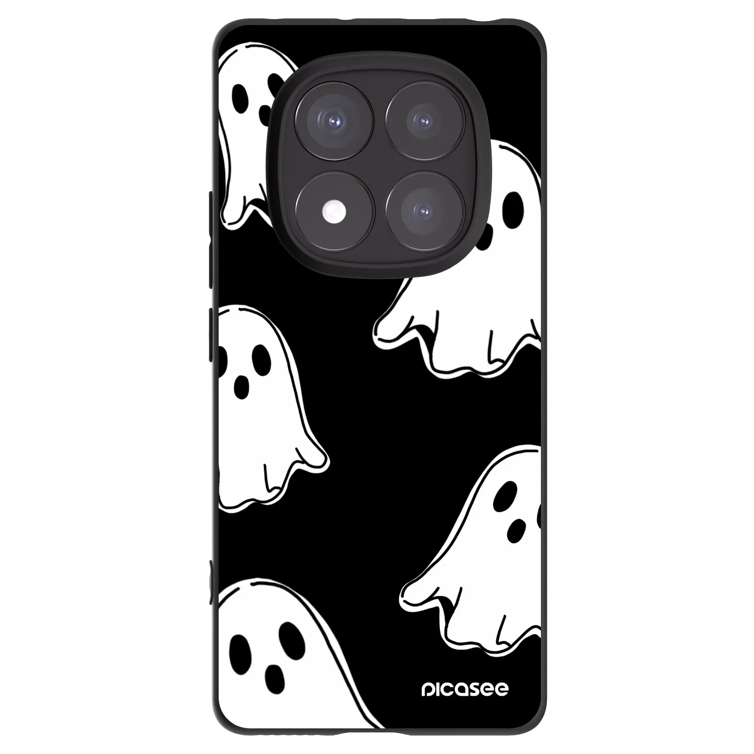 Picasee silikonowe czarne etui na Xiaomi Redmi Note 14 Pro+ 5G - Black ghosts