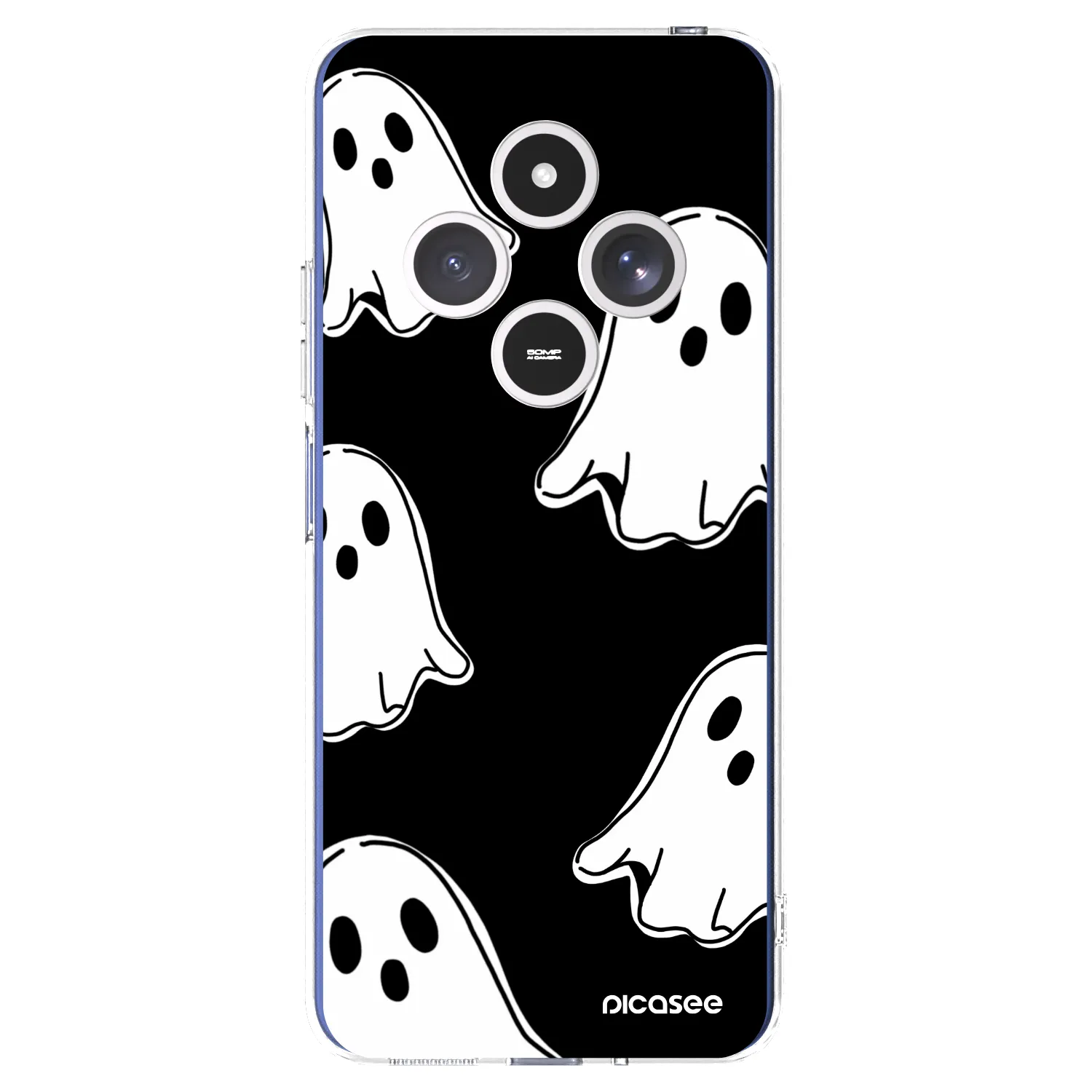 Picasee silikonowe przeźroczyste etui na Xiaomi Redmi 14C - Black ghosts