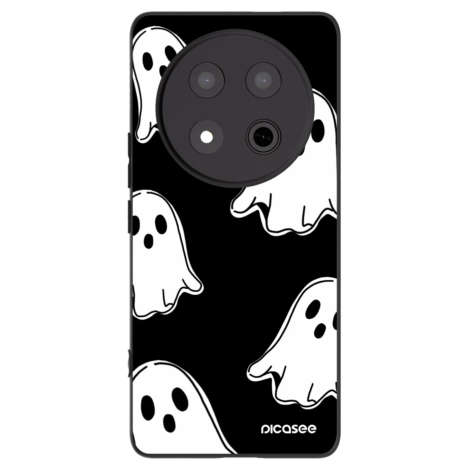 Picasee silikonowe czarne etui na Honor Magic7 Lite 5G - Black ghosts