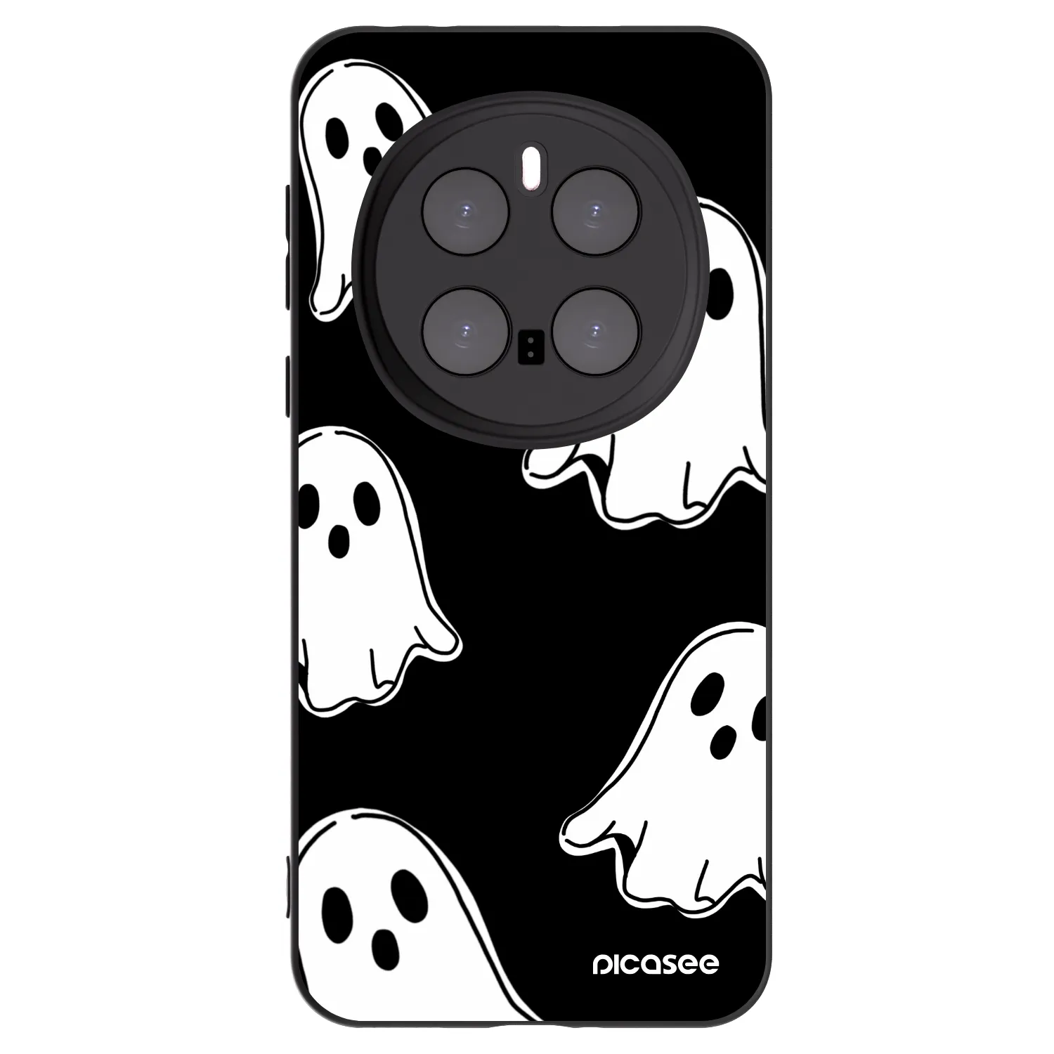 Picasee silikonowe czarne etui na Honor Magic7 Pro 5G - Black ghosts