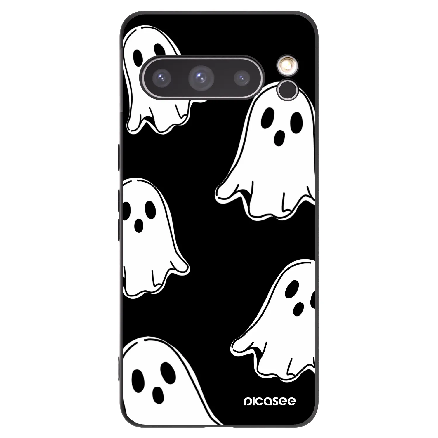 Picasee silikonowe czarne etui na Google Pixel 8 Pro - Black ghosts