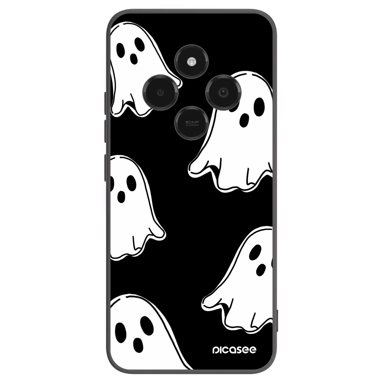 Picasee silikonowe czarne etui na Xiaomi Poco C75 - Black ghosts