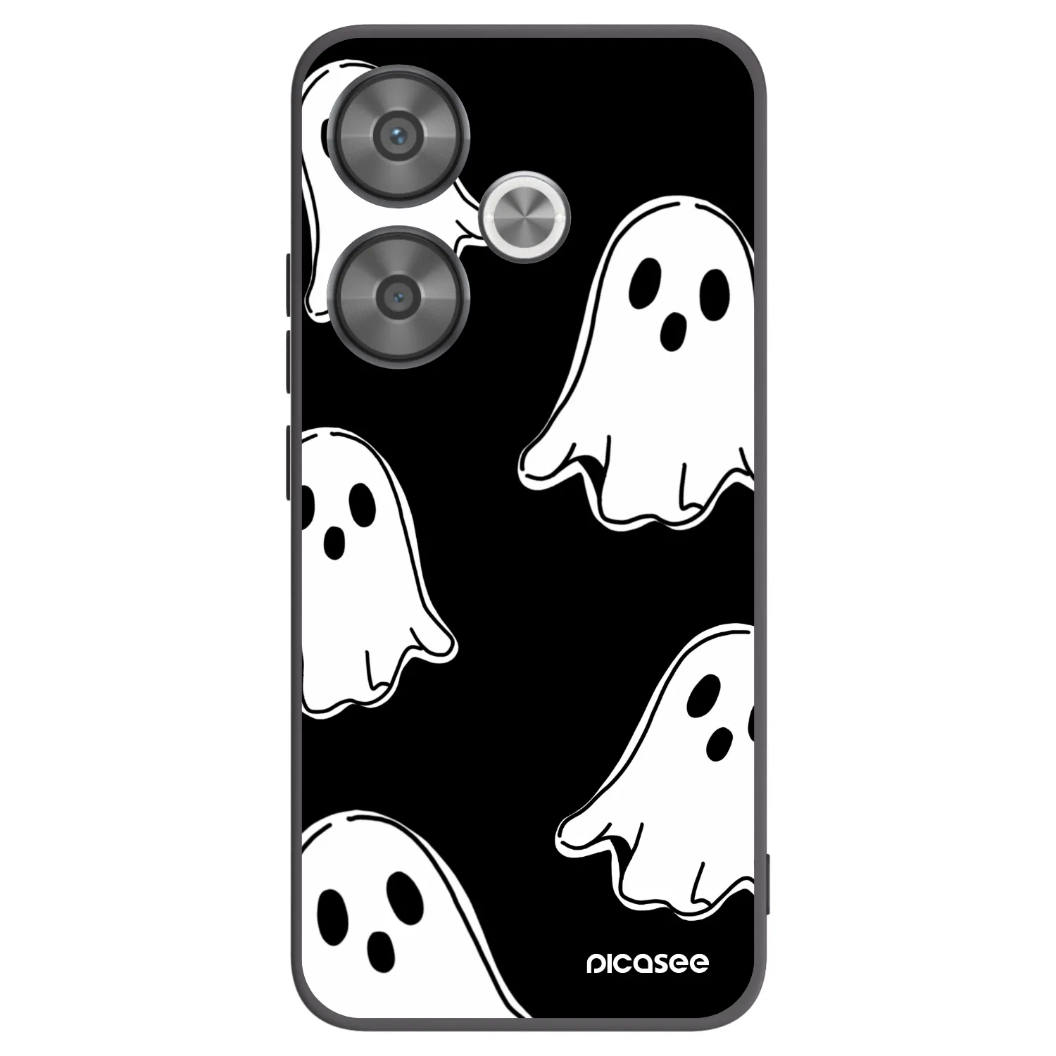 Picasee silikonowe czarne etui na Xiaomi Poco F6 - Black ghosts