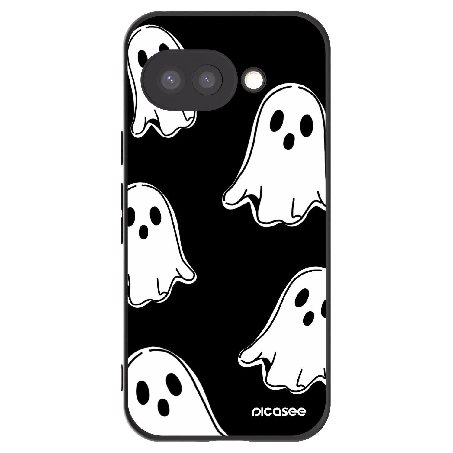 Picasee silikonowe czarne etui na Google Pixel 9a - Black ghosts