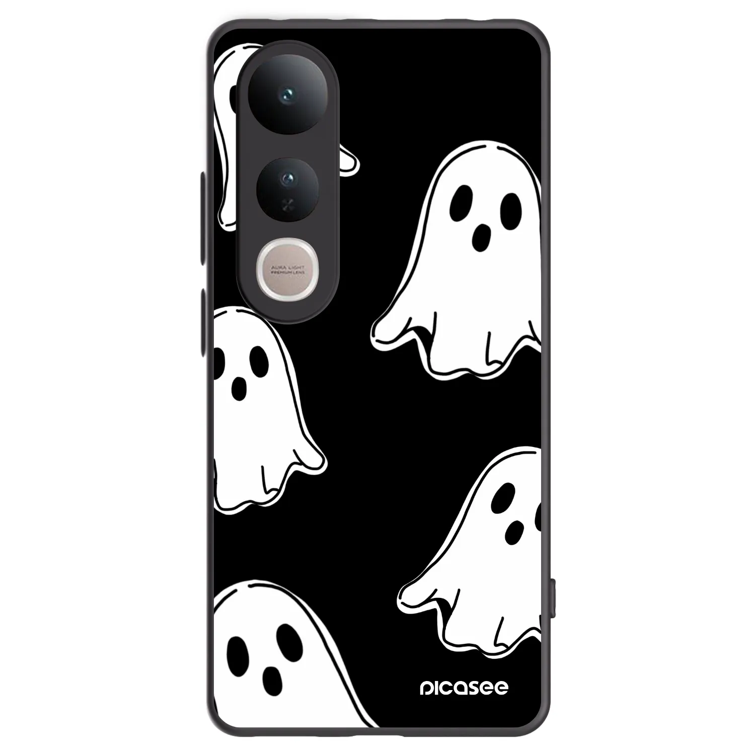 Picasee silikonowe czarne etui na Vivo V50 Lite 5G - Black ghosts