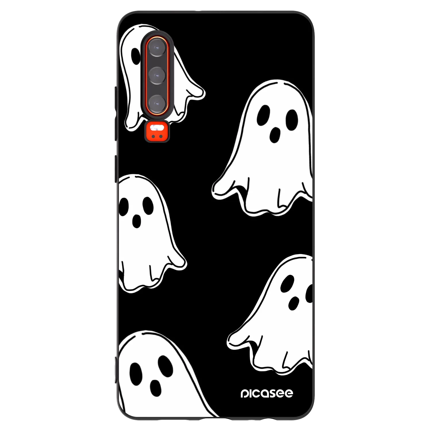Picasee silikonowe czarne etui na Huawei P30 - Black ghosts