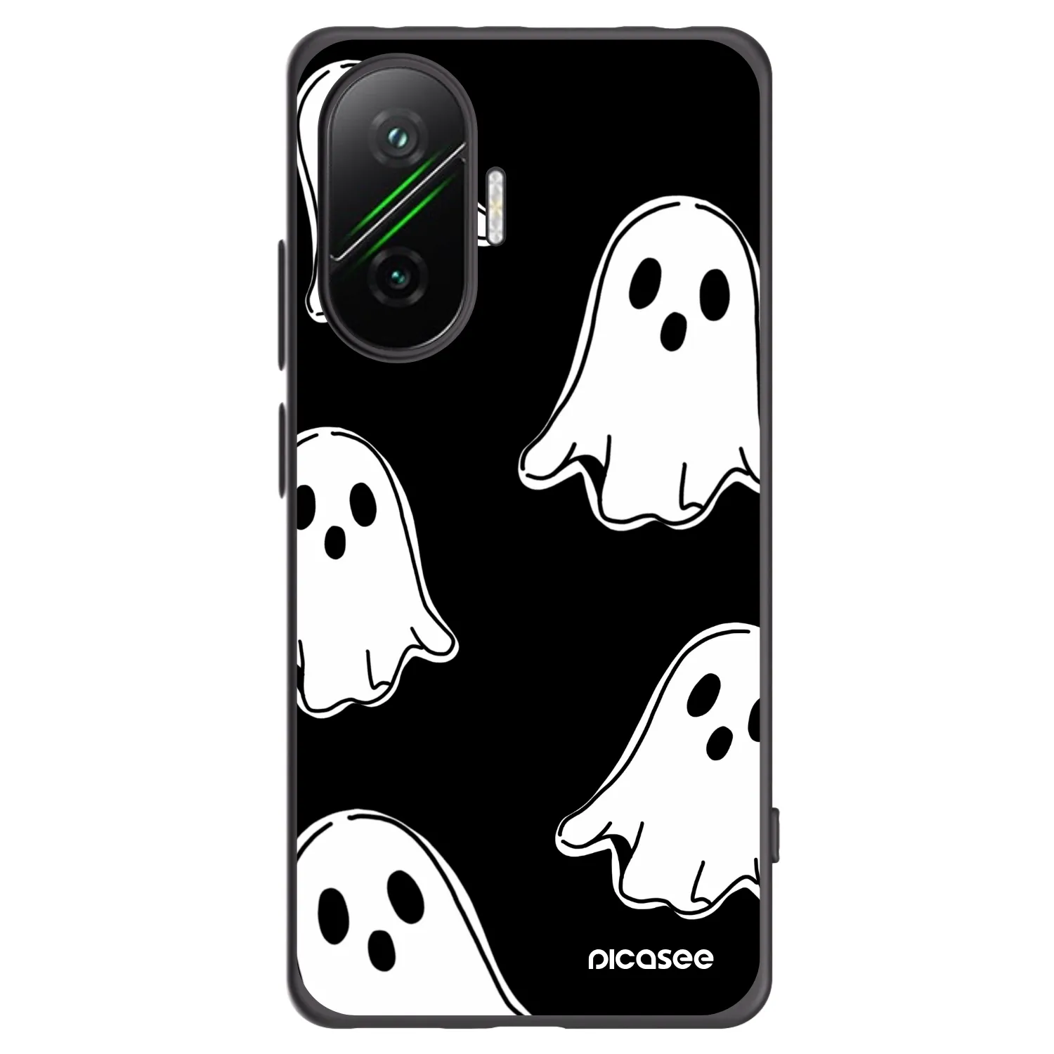 Picasee silikonowe czarne etui na Xiaomi Poco F7 5G - Black ghosts