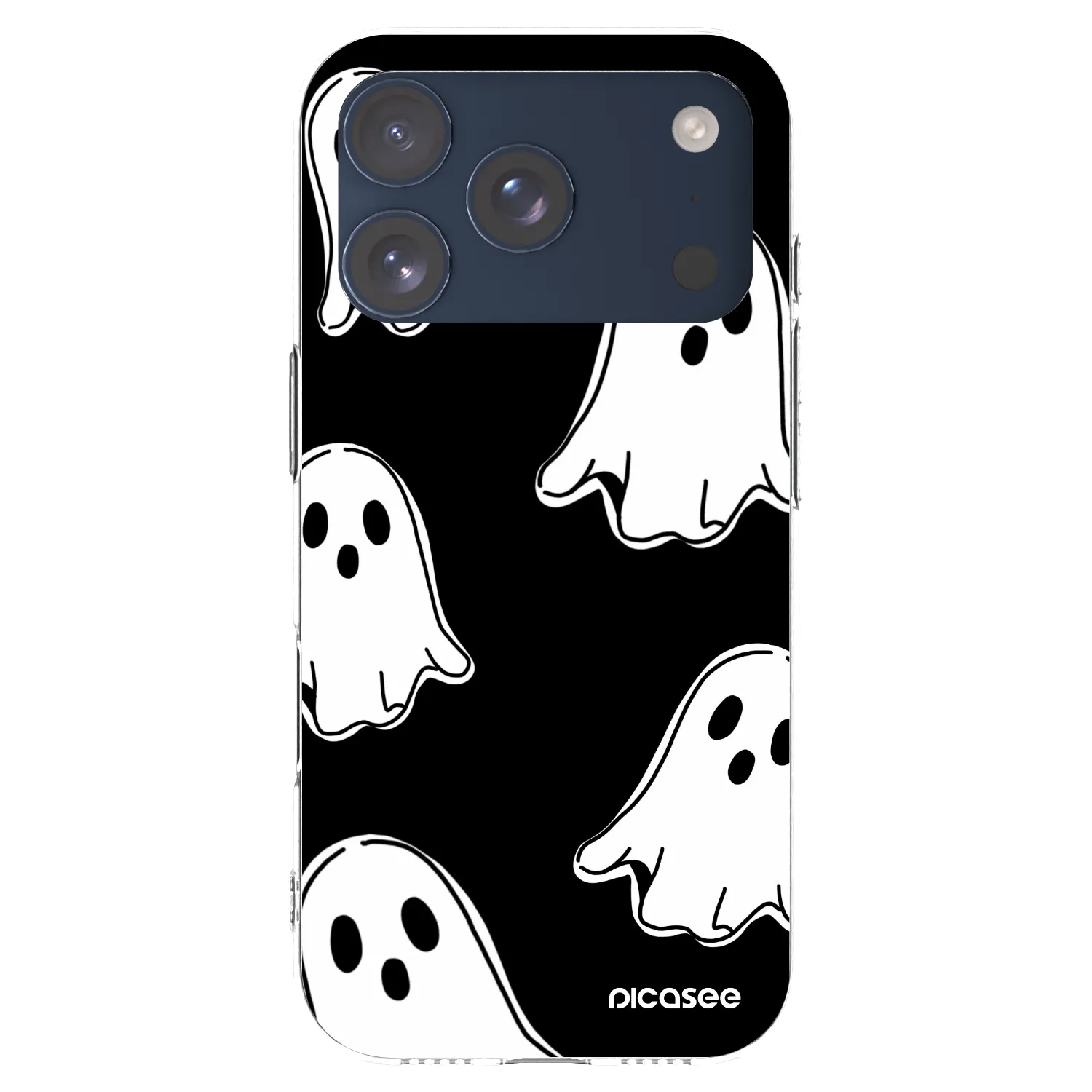 Picasee silikonowe przeźroczyste etui na Apple iPhone 17 Pro - Black ghosts