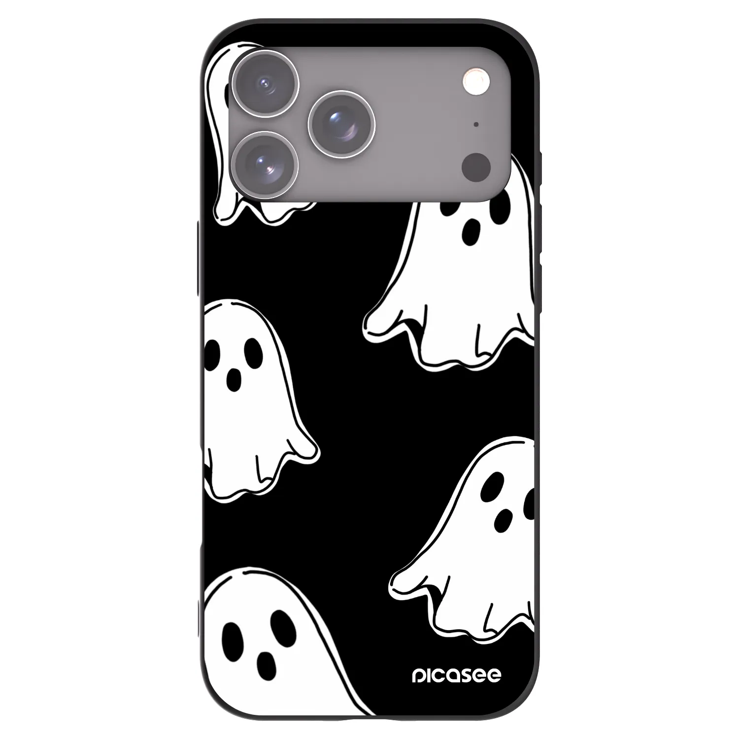 Picasee silikonowe czarne etui na Apple iPhone 17 Pro Max - Black ghosts