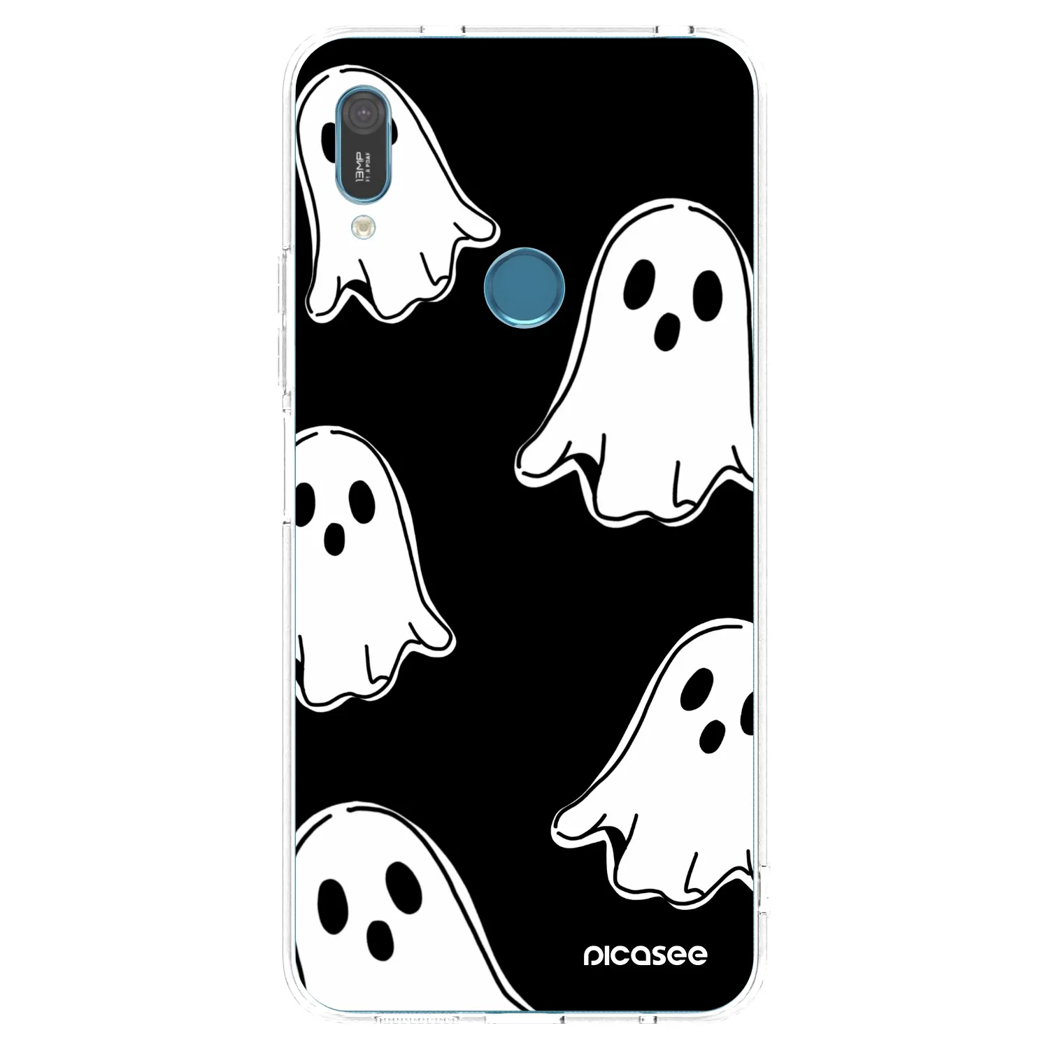 Picasee silikonowe przeźroczyste etui na Huawei Y6 2019 - Black ghosts