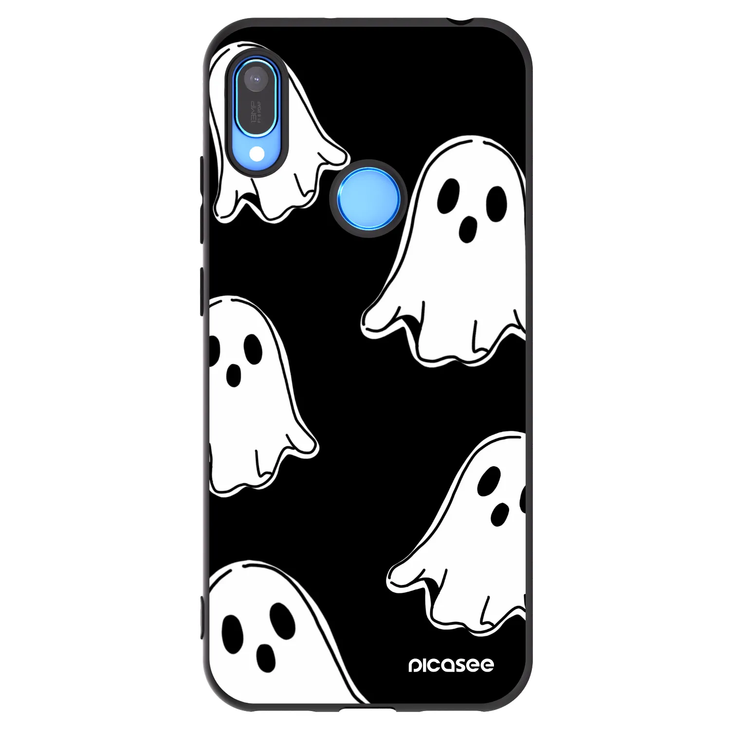 Picasee silikonowe czarne etui na Huawei Y6 2019 - Black ghosts