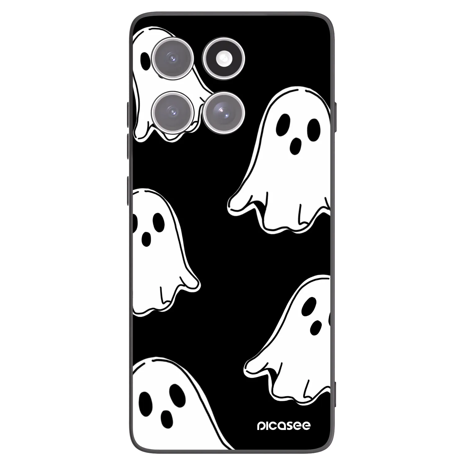 Picasee silikonowe czarne etui na Motorola Edge 60 Pro - Black ghosts