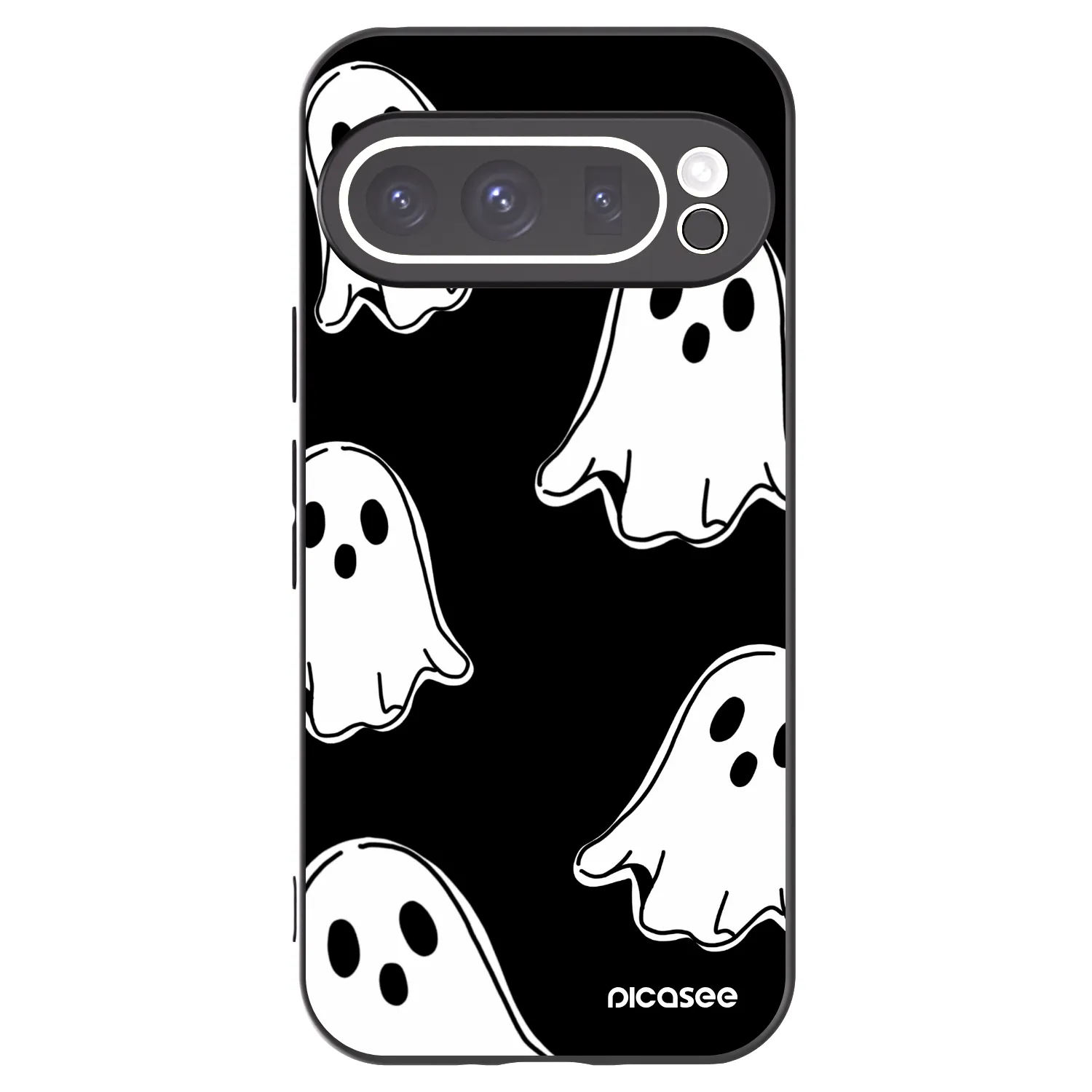 Picasee silikonowe czarne etui na Google Pixel 9 Pro XL - Black ghosts
