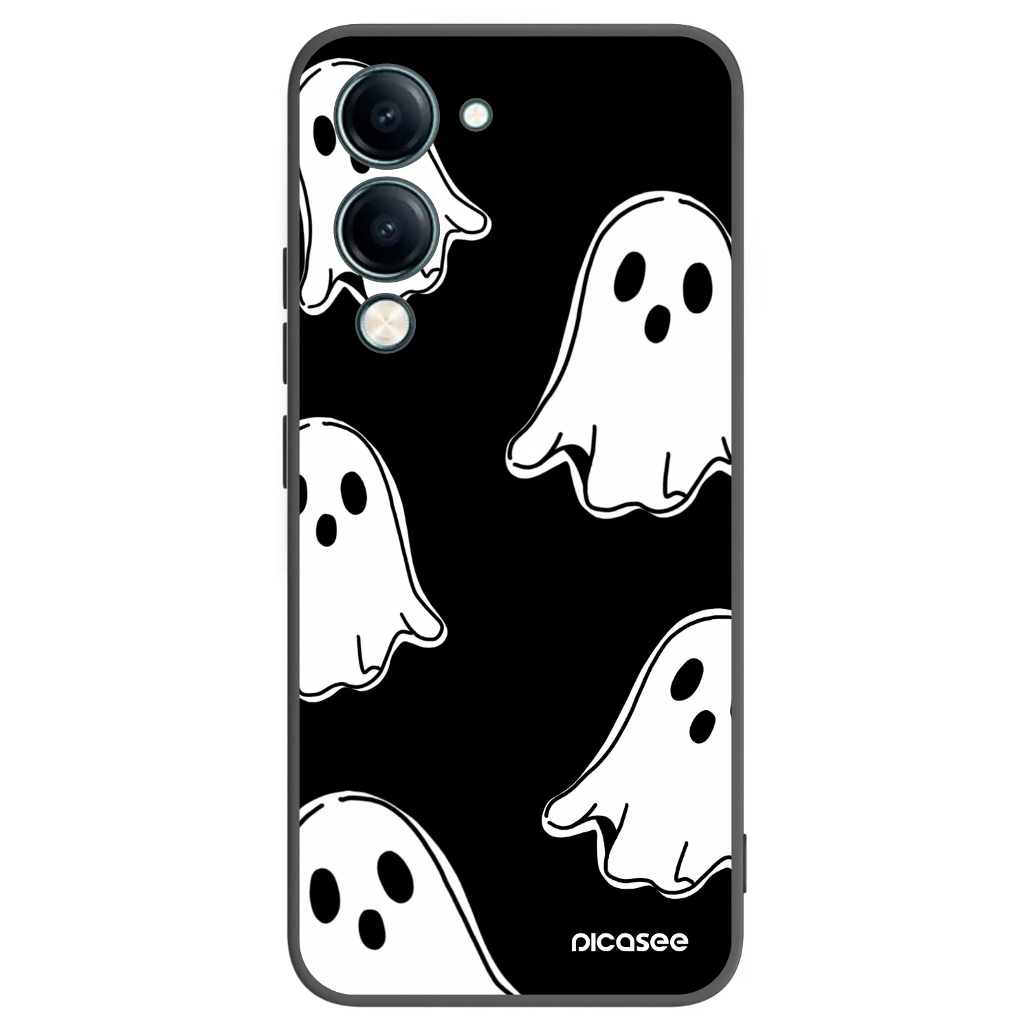 Picasee silikonowe czarne etui na Vivo Y29s 5G - Black ghosts
