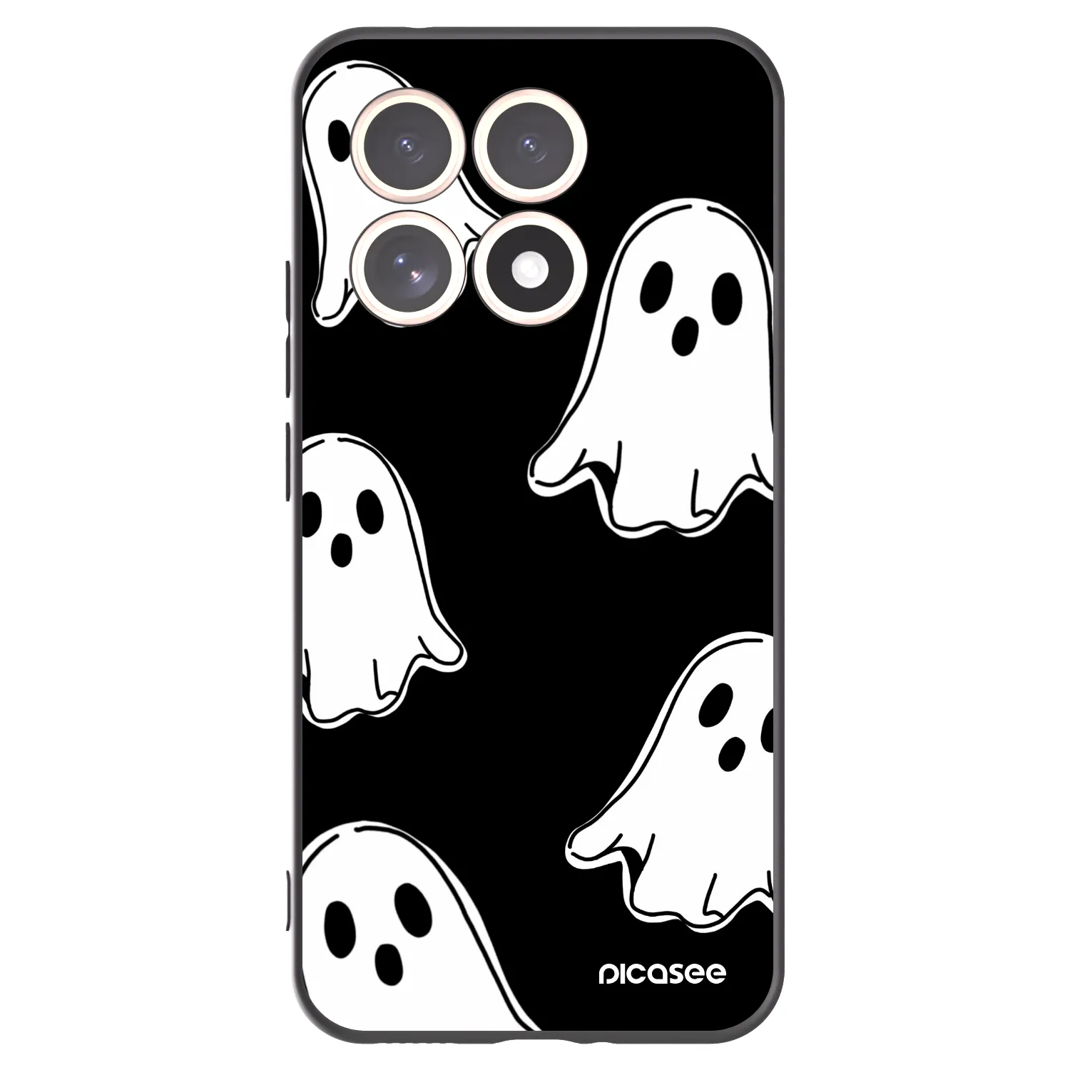 Picasee silikonowe czarne etui na Xiaomi 15T - Black ghosts