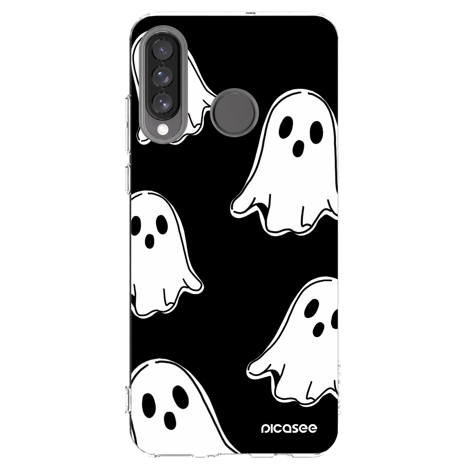 Picasee silikonowe przeźroczyste etui na Huawei P30 Lite - Black ghosts