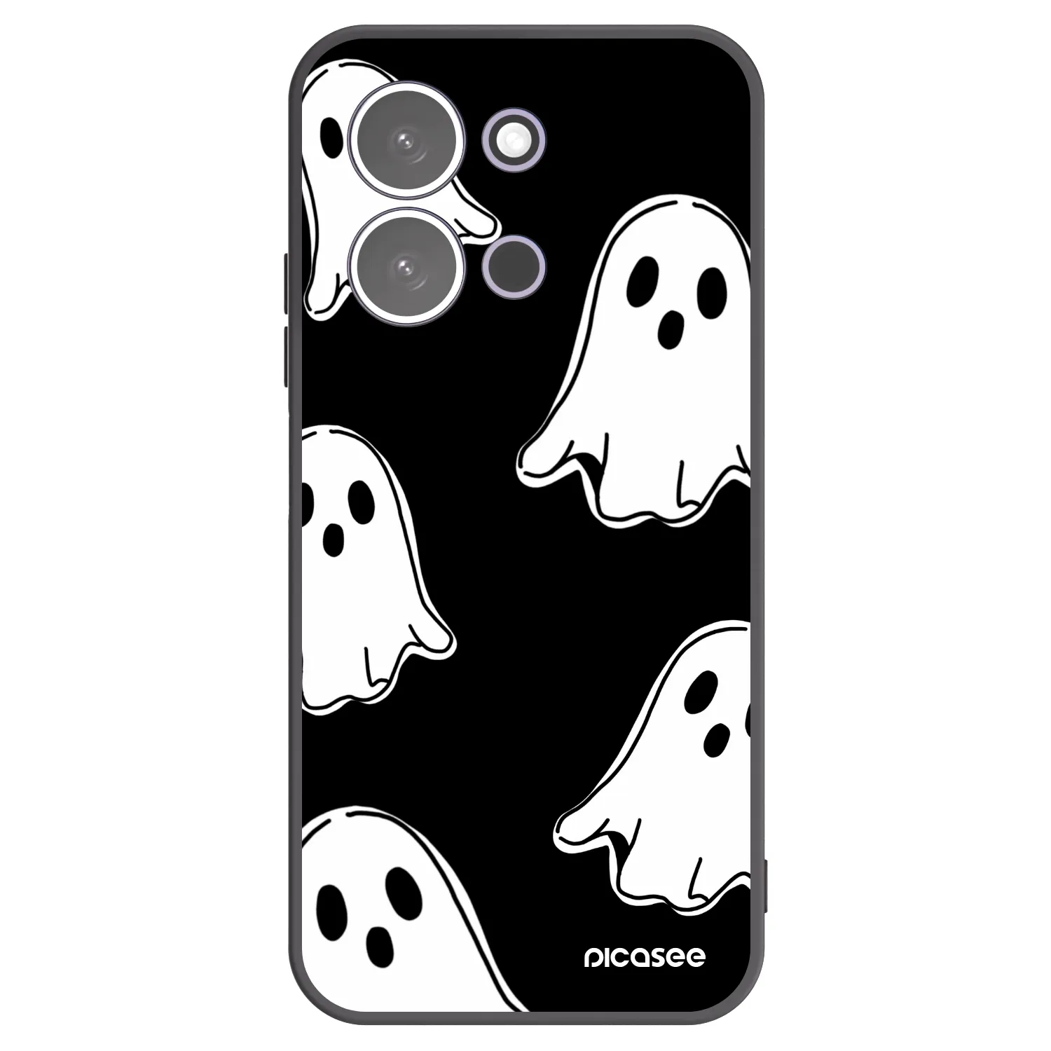 Picasee silikonowe czarne etui na Xiaomi Redmi 15C 5G - Black ghosts