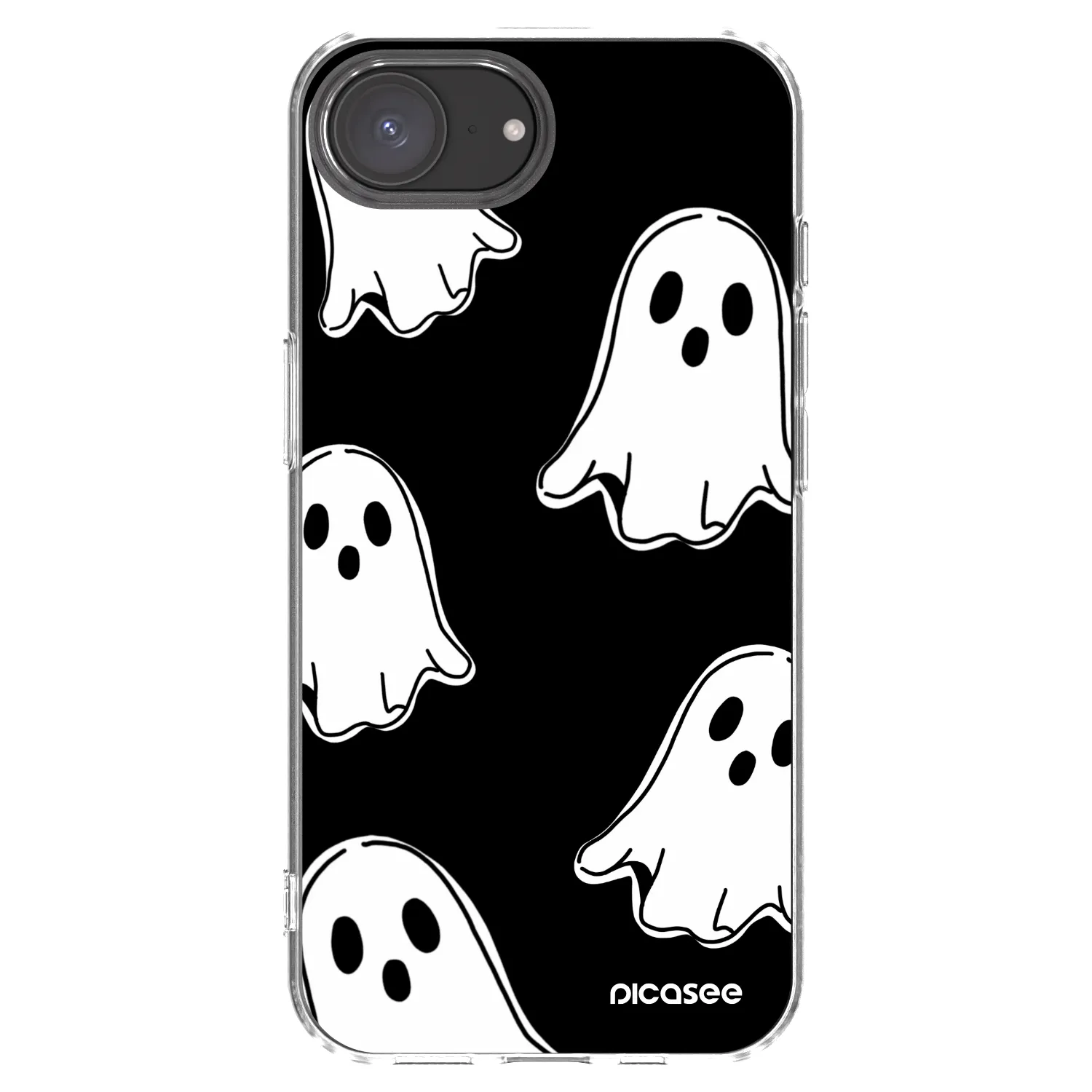 Picasee silikonowe przeźroczyste etui na Apple iPhone 17e - Black ghosts