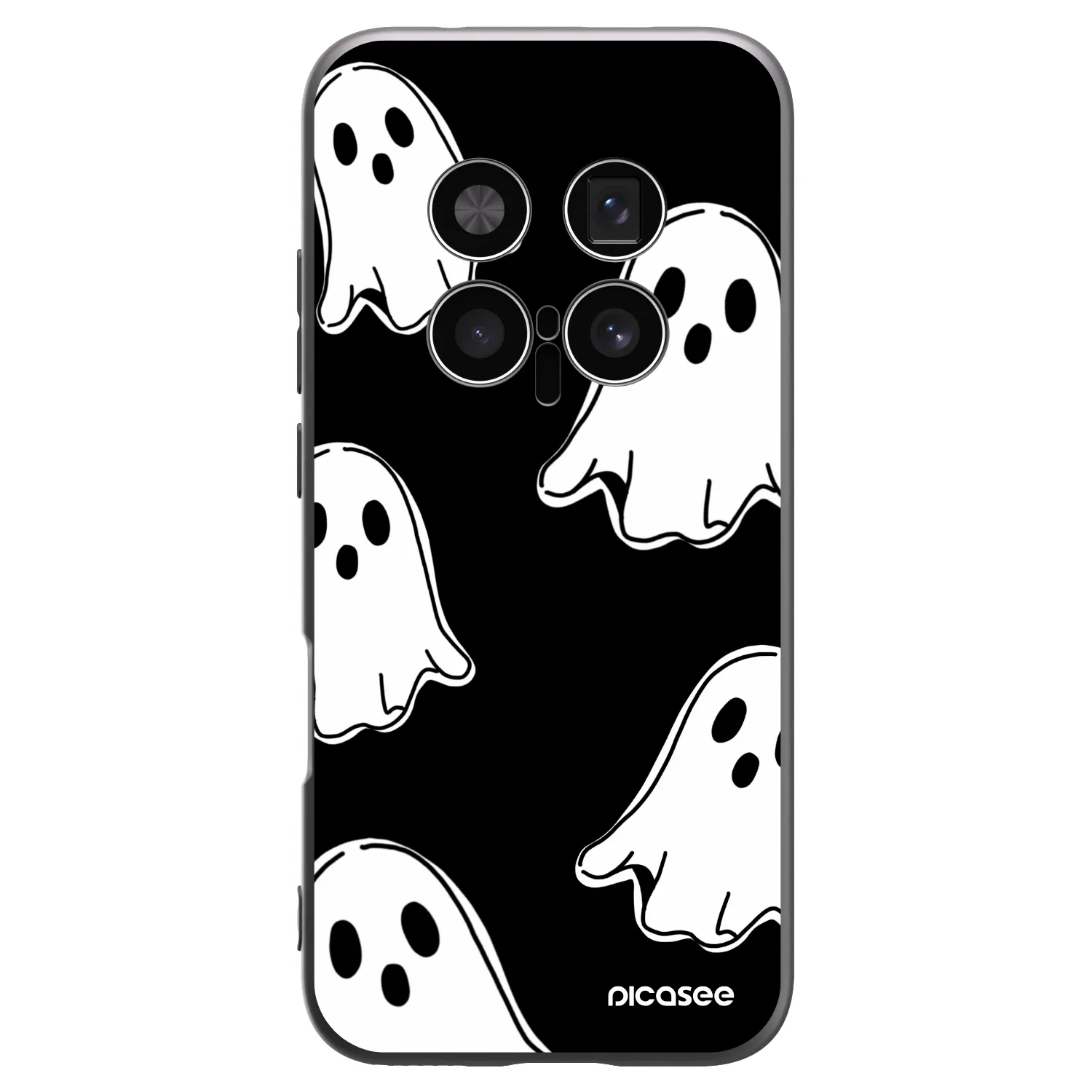 Picasee silikonowe czarne etui na Honor Magic8 Pro 5G - Black ghosts