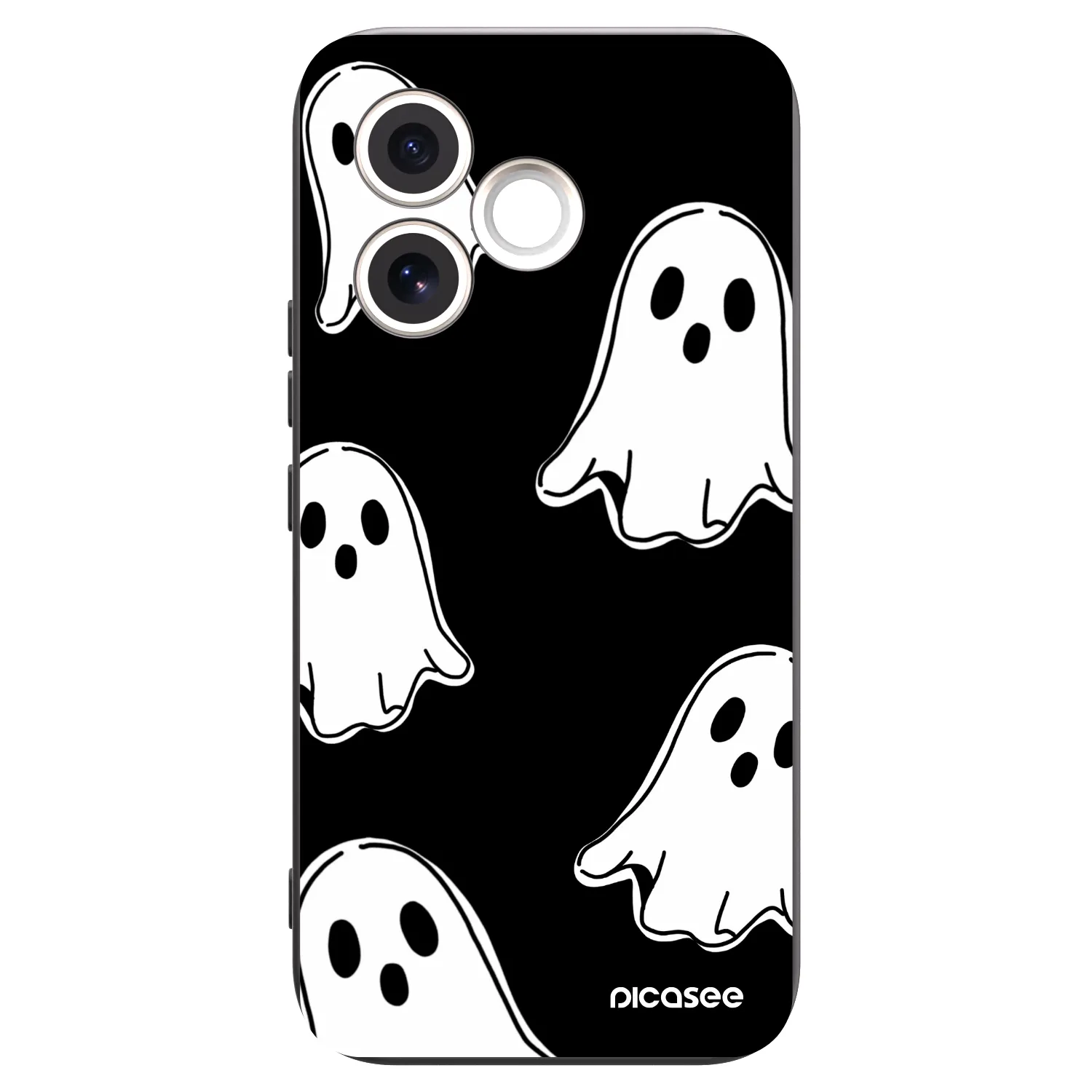 Picasee silikonowe czarne etui na Honor 600 Lite - Black ghosts