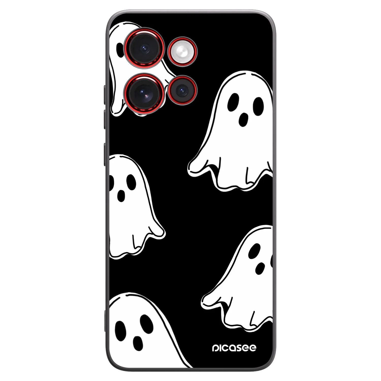 Picasee silikonowe czarne etui na Motorola Edge 60 Neo 5G - Black ghosts
