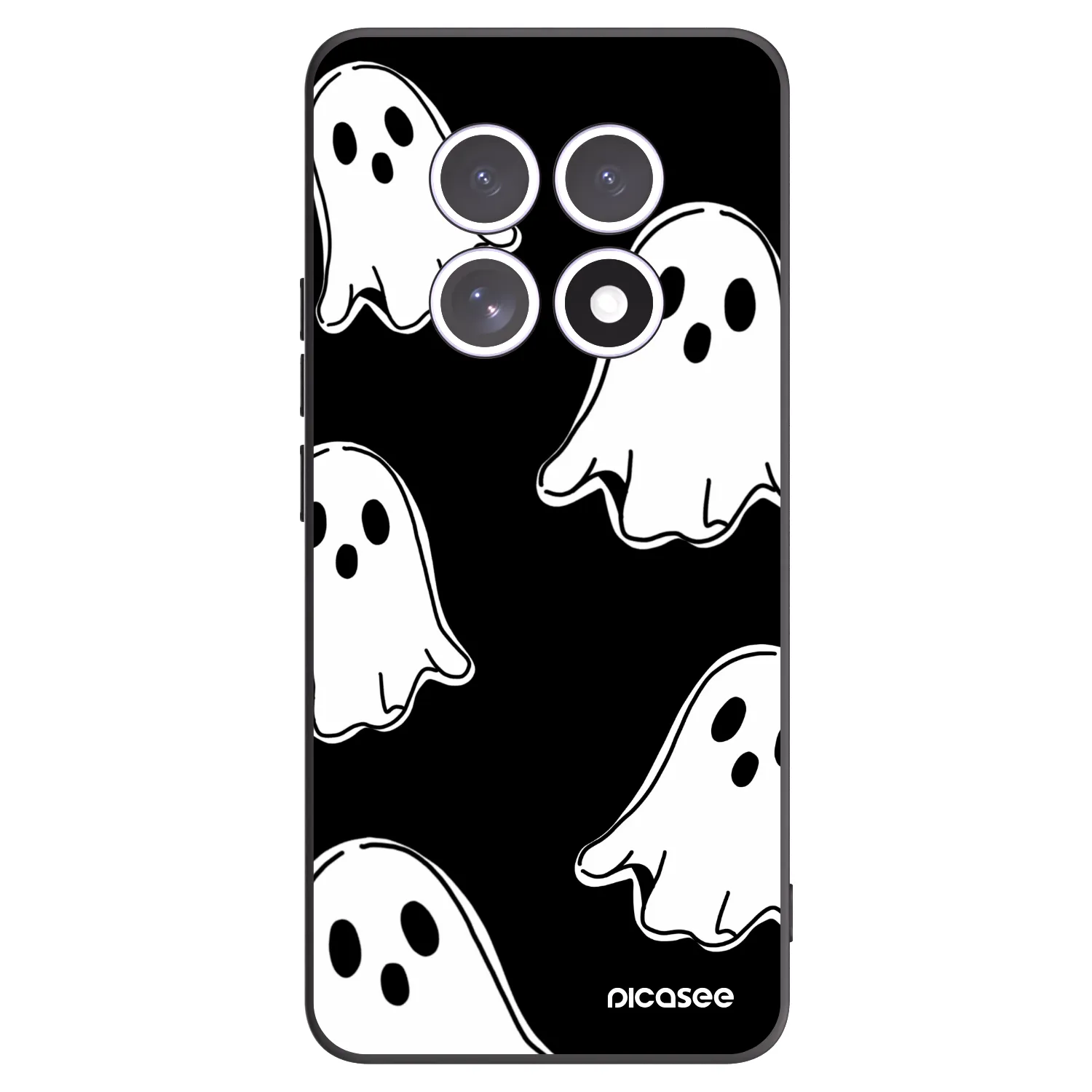 Picasee silikonowe czarne etui na Xiaomi Redmi Note 15 5G - Black ghosts