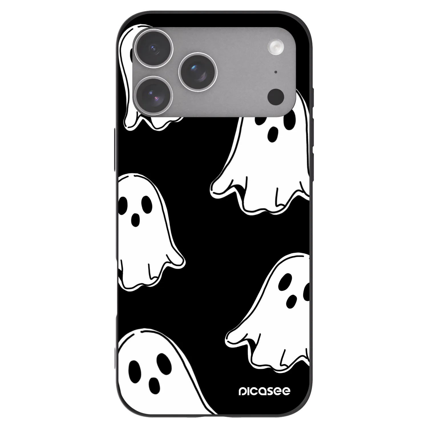 Picasee silikonowe czarne etui na Apple iPhone 18 Pro Max - Black ghosts