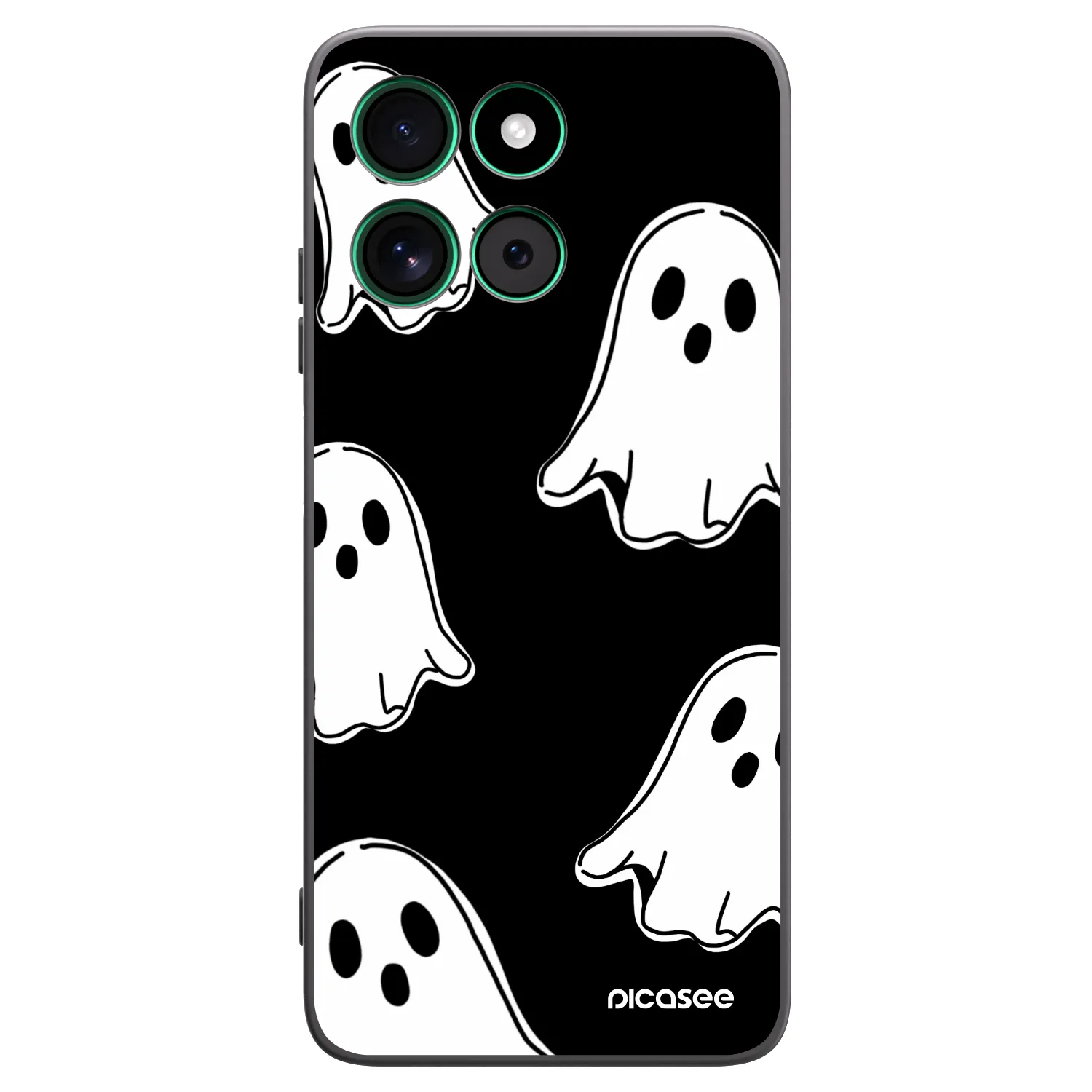 Picasee silikonowe czarne etui na Motorola Moto G57 Power - Black ghosts