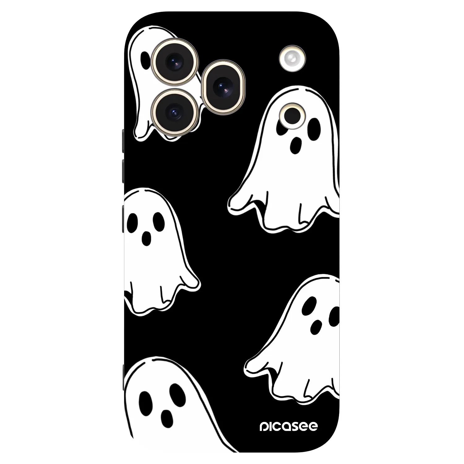 Picasee silikonowe czarne etui na Honor 600 Pro - Black ghosts