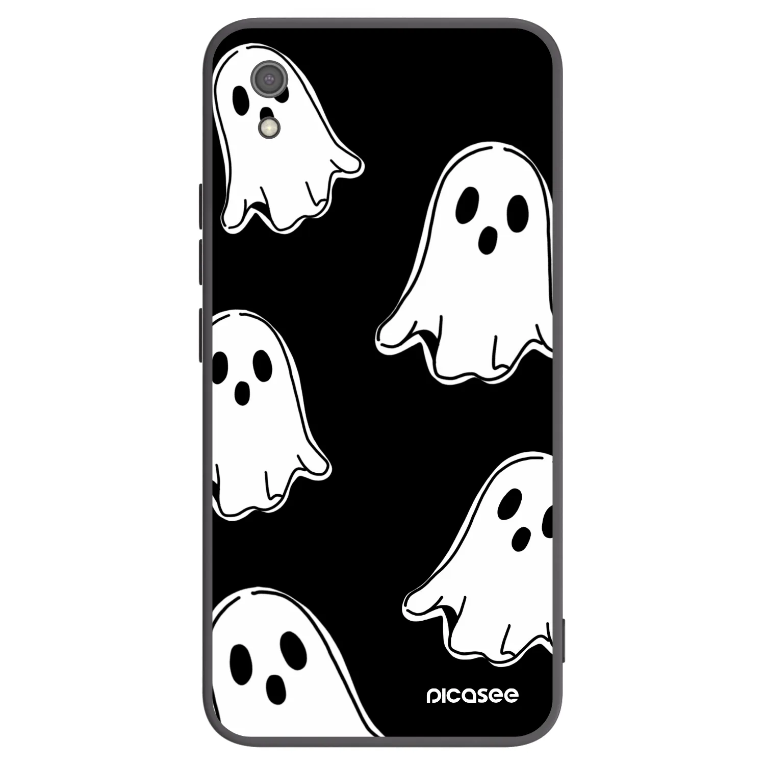 Picasee silikonowe czarne etui na Xiaomi Redmi 7A - Black ghosts